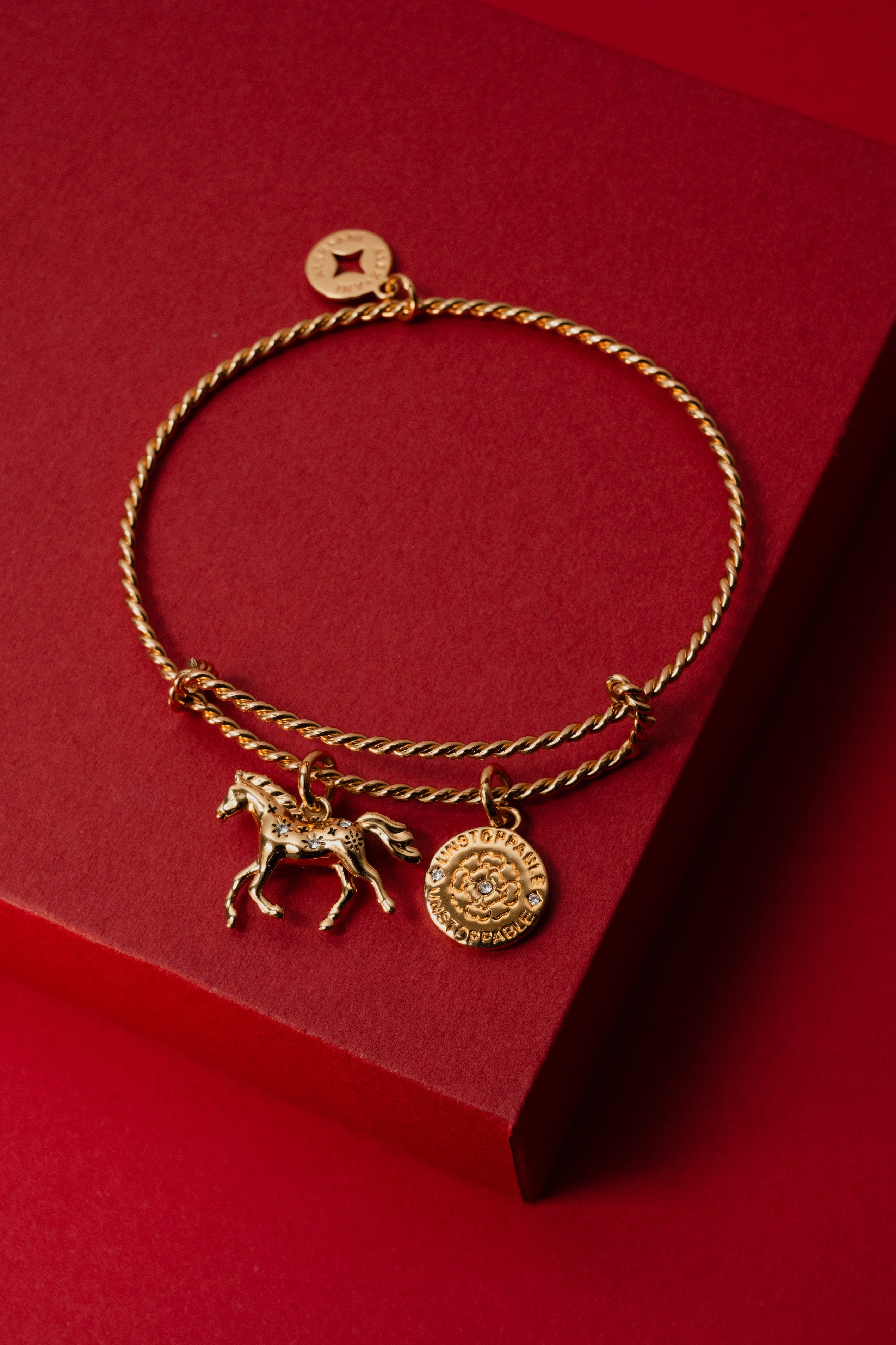 Horse Girl Rope Textured Charm Bangle