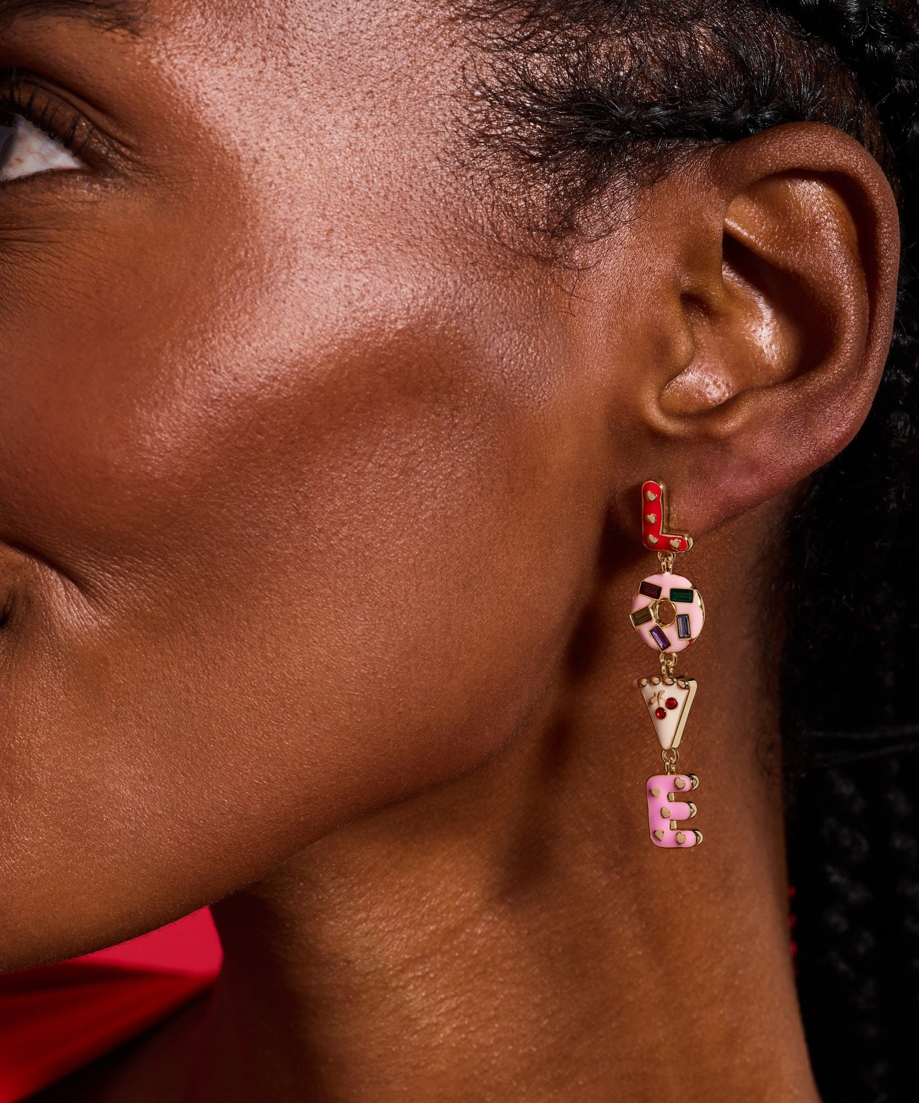 Sweet Shop 'Love' Linear Drop Statement Earrings