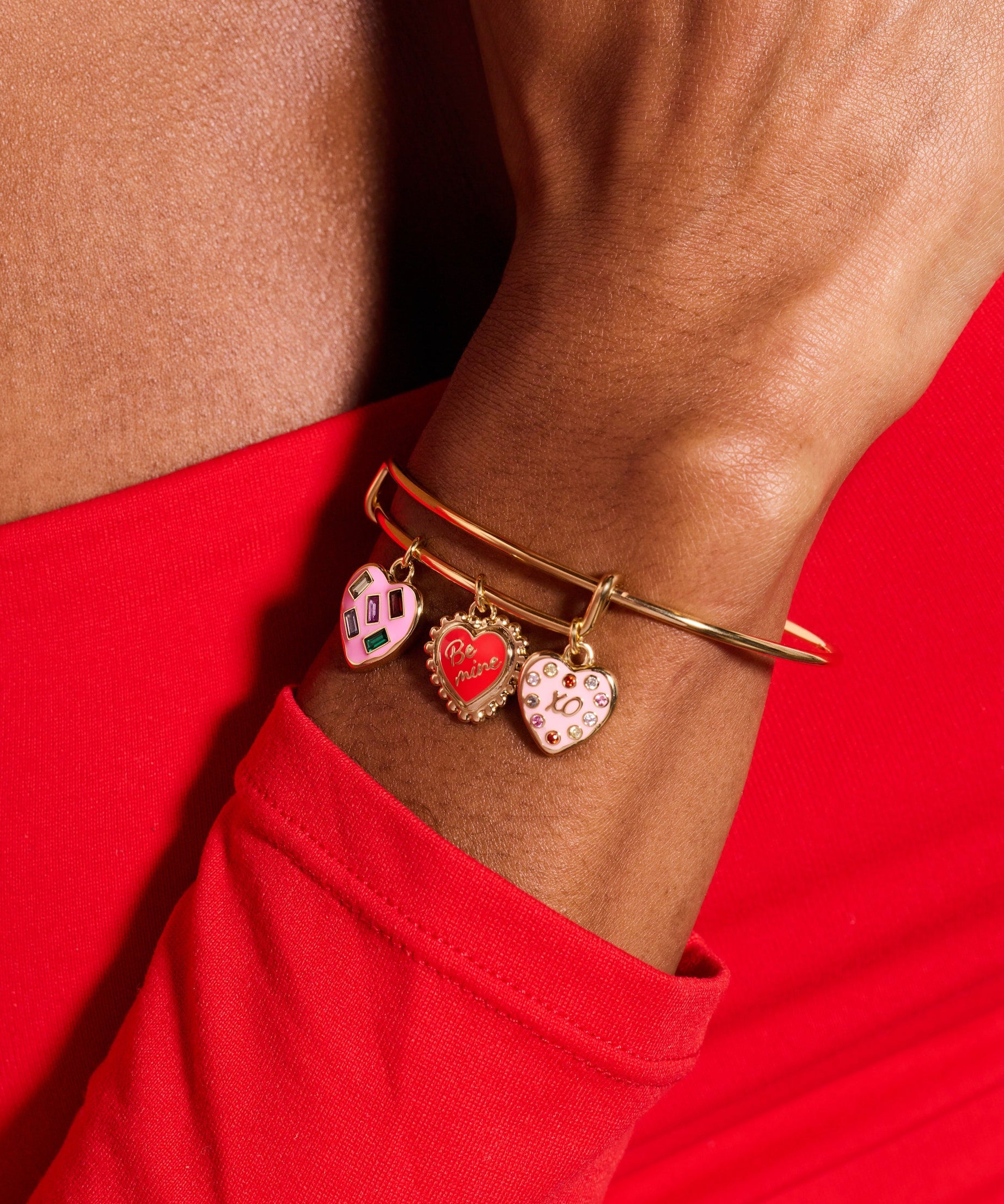 Sweet Shop 'Be Mine' Heart Multi Charm Bangle