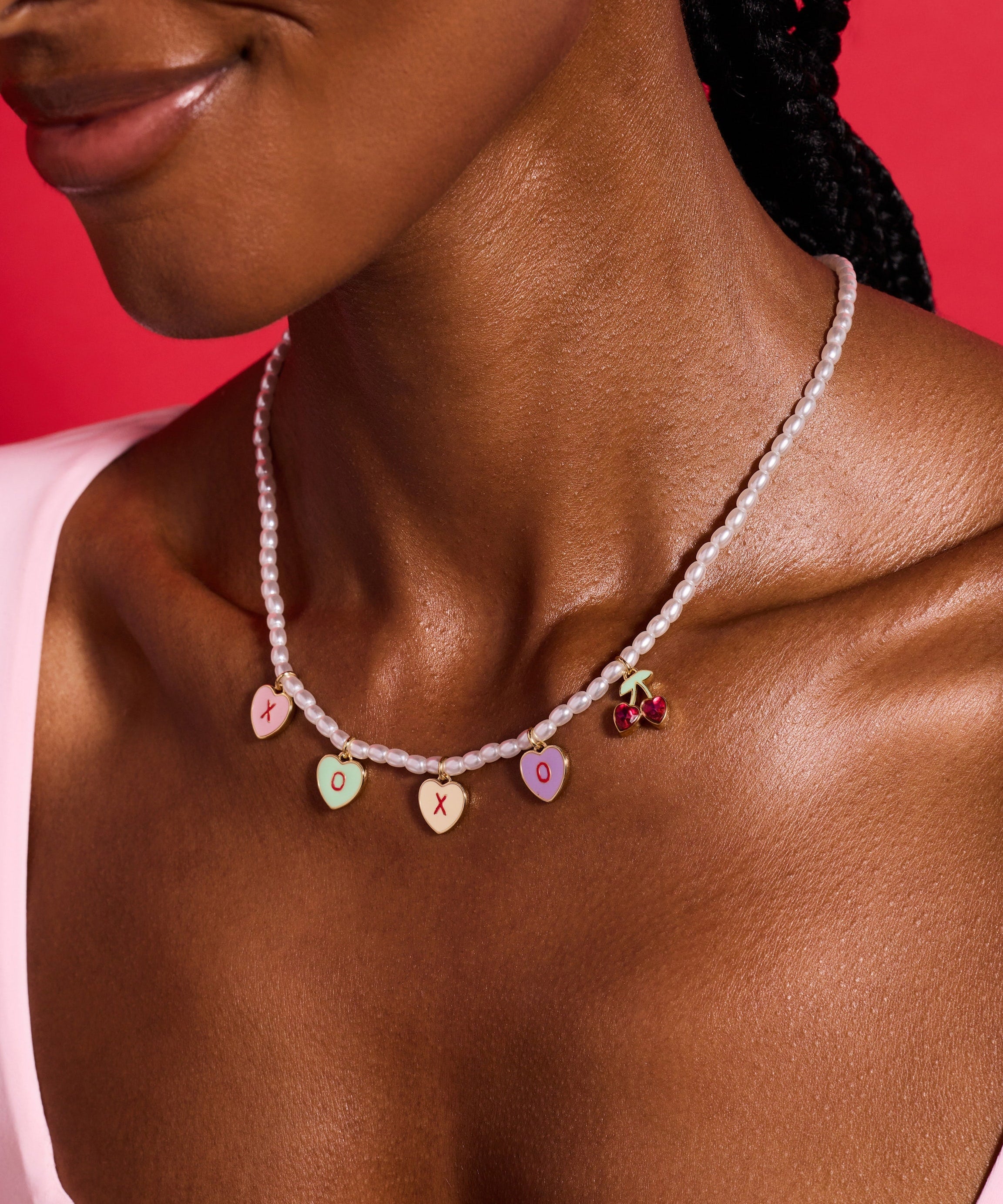 Sweethearts® ‘XOXO’ Heart Charm Pearl Beaded Necklace