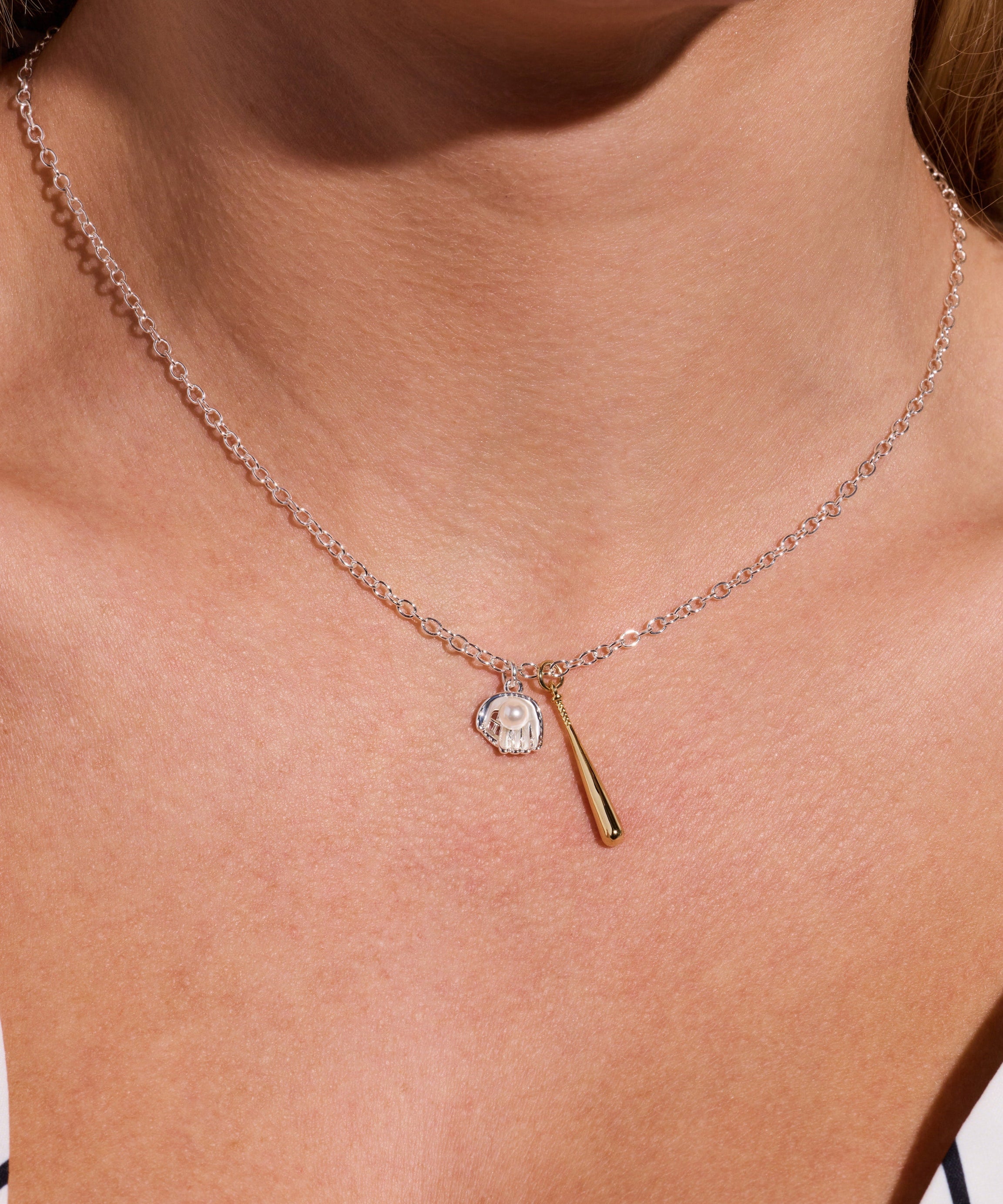 Ballgame Duo Charm Pendant Necklace