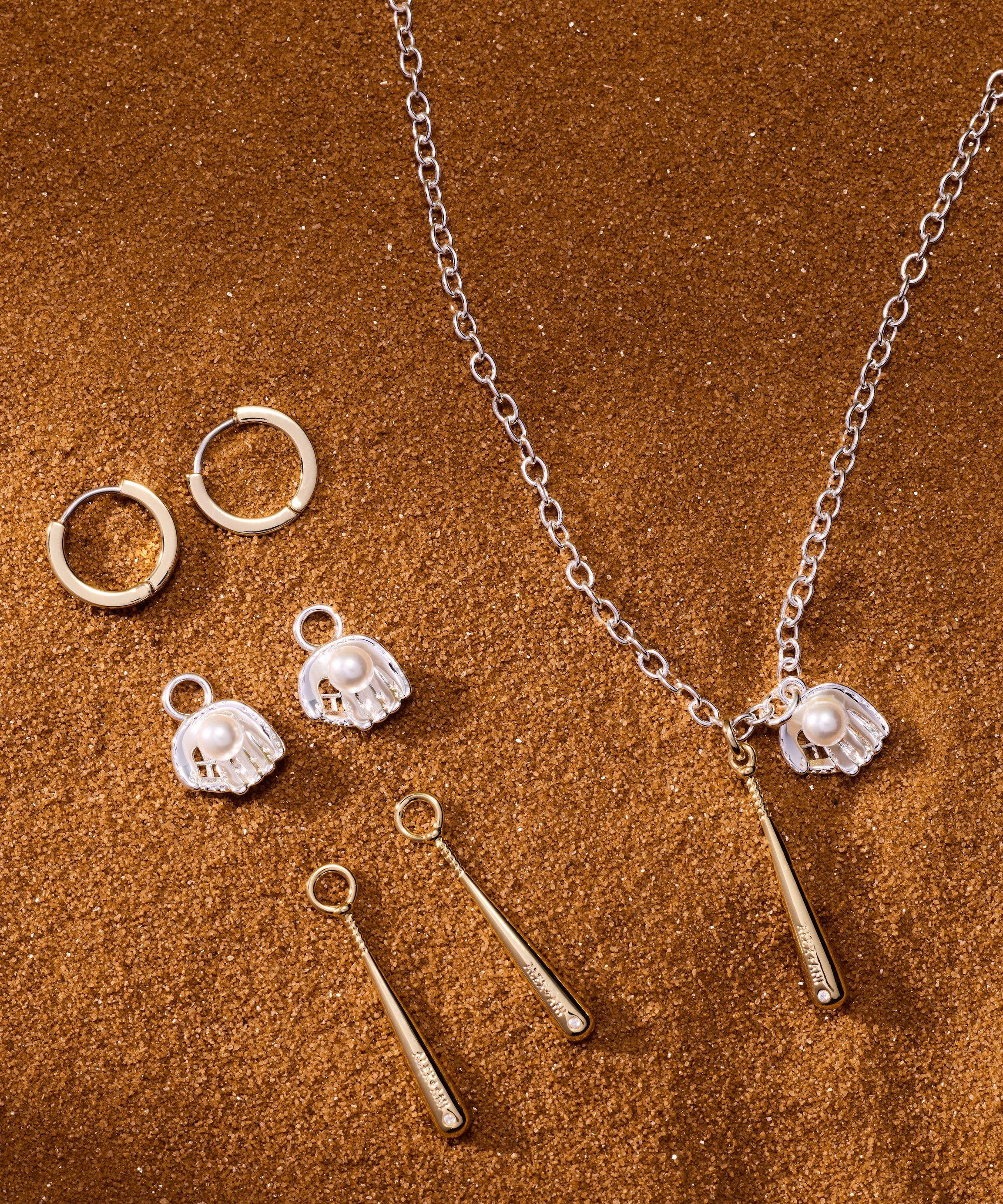 Ballgame Duo Charm Pendant Necklace