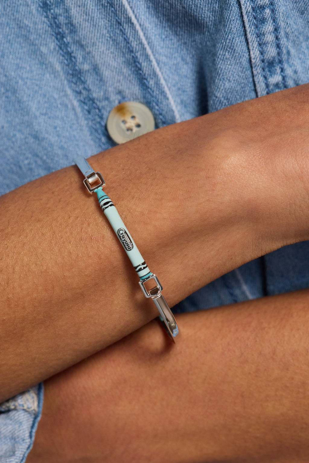 Crayola Robin's Egg Blue Crayon Tension Bangle