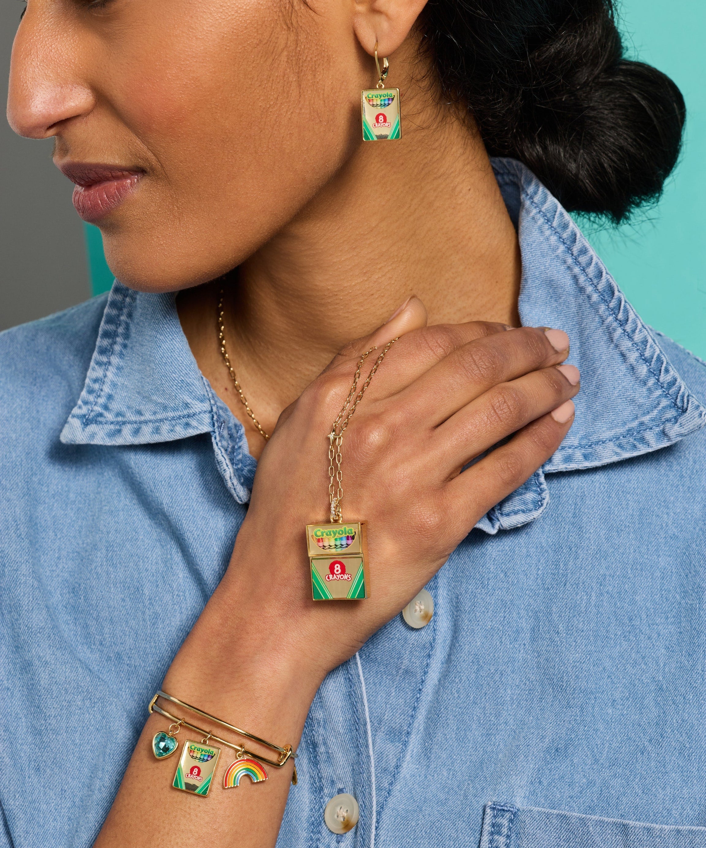 Crayola 'To Teach Is To Color A Life Forever' Crayon Box Earrings