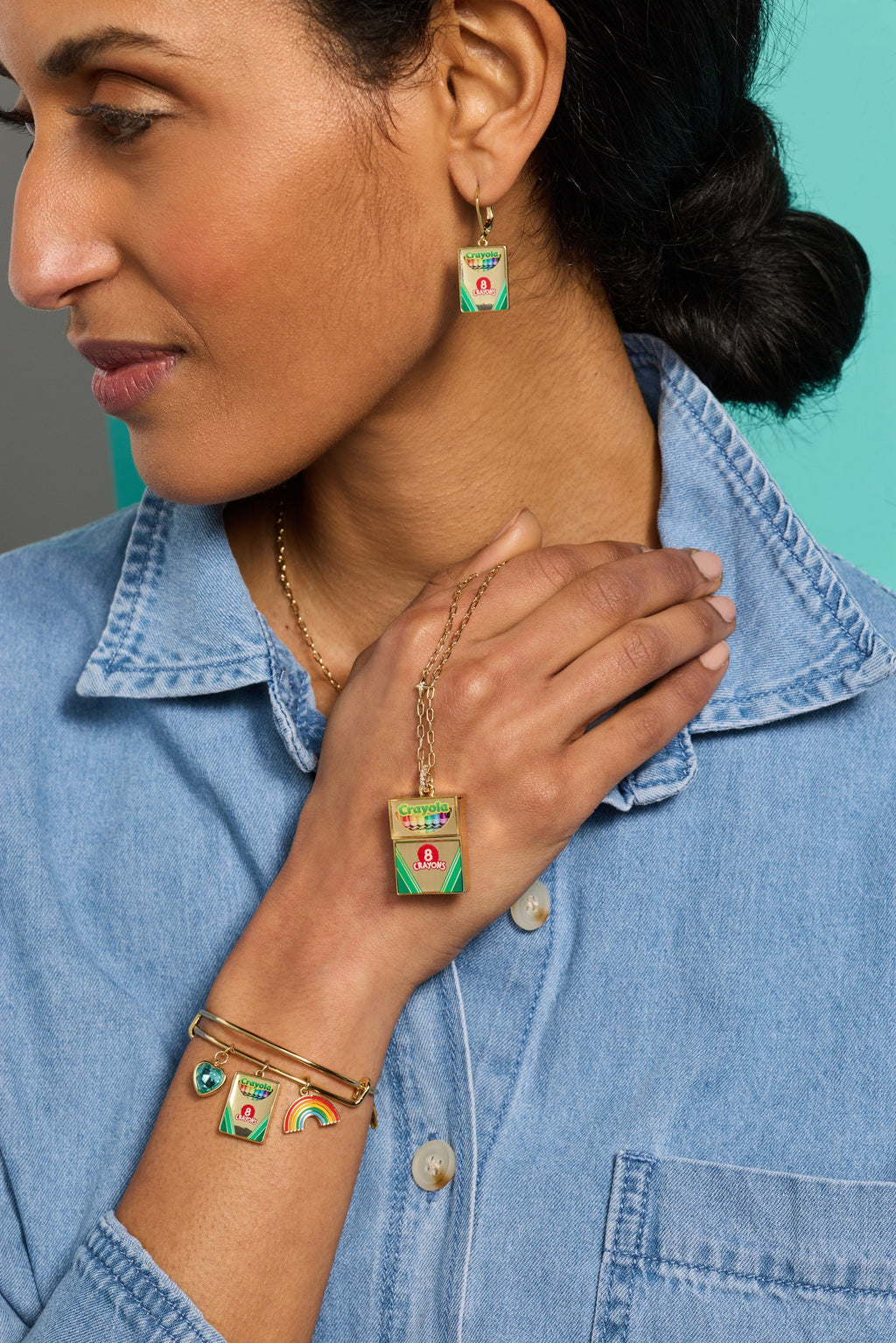 Crayola 'To Teach Is To Color A Life Forever' Crayon Box Earrings