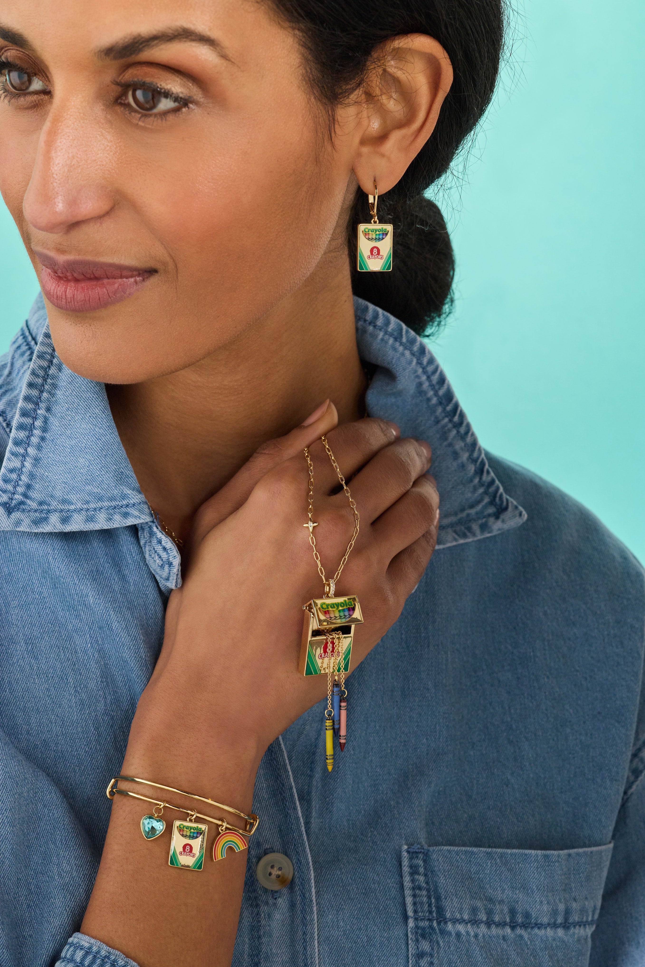 Crayola 'To Teach Is To Color A Life Forever' Crayon Box Earrings