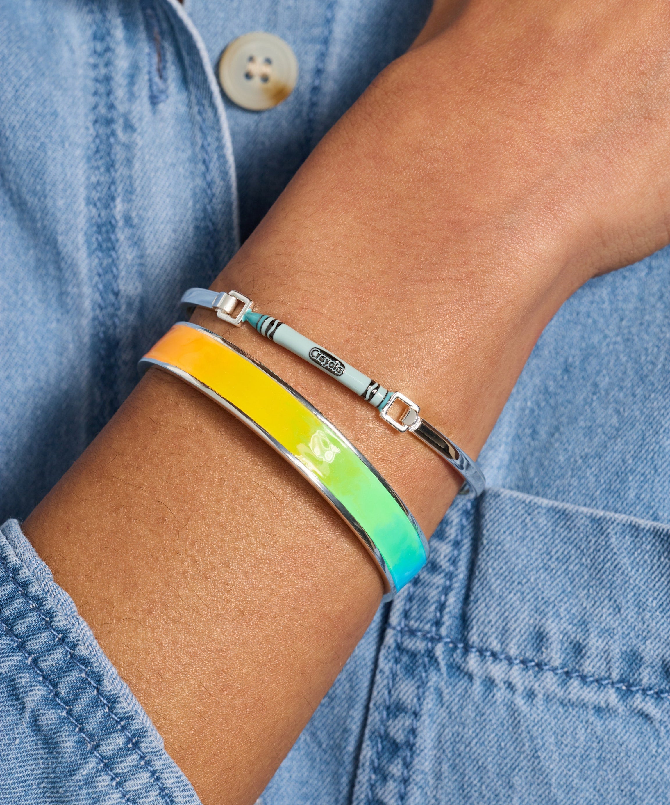 Crayola Robin's Egg Blue Crayon Tension Bangle