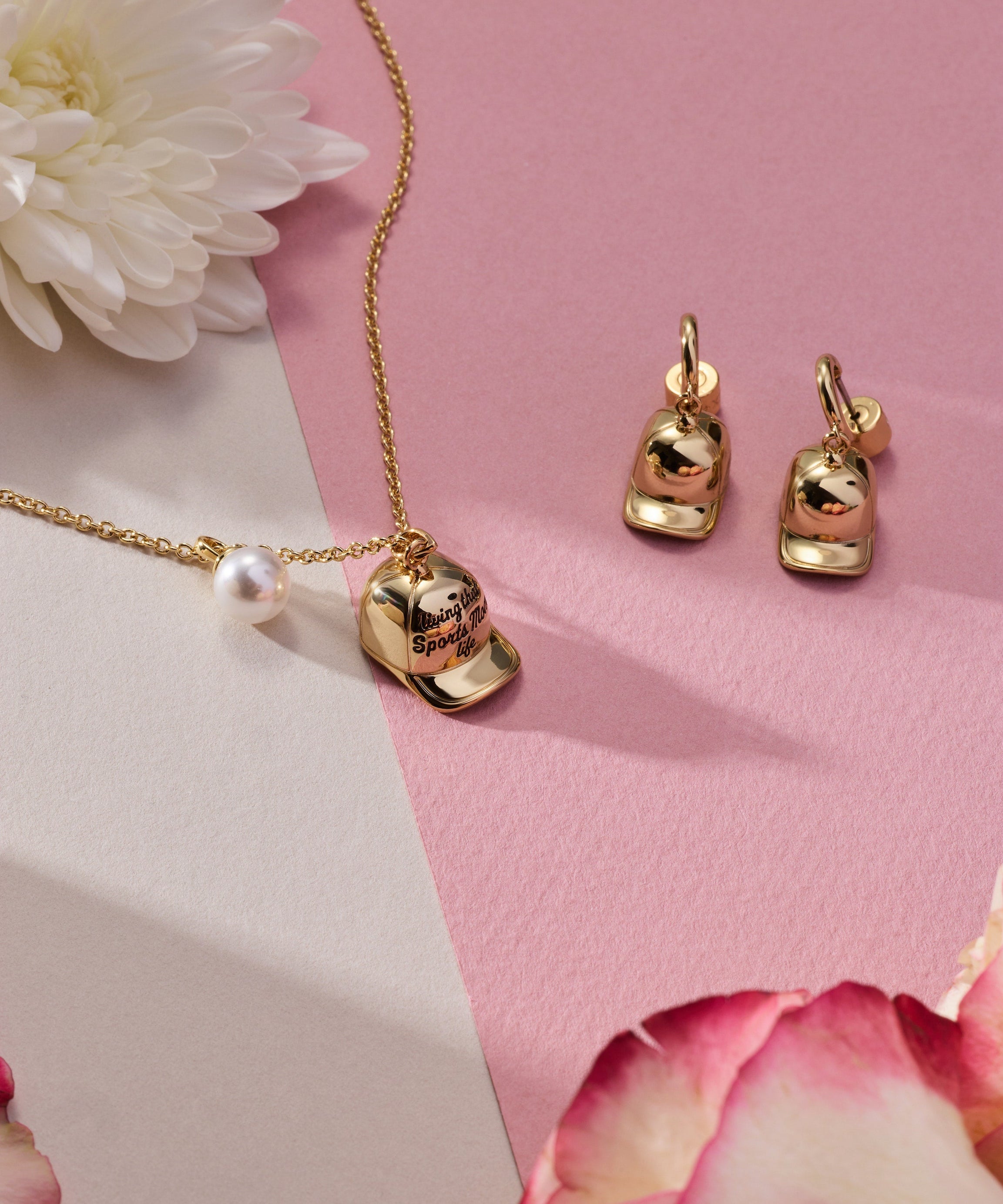 Baseball Cap Huggie Drop Earrings