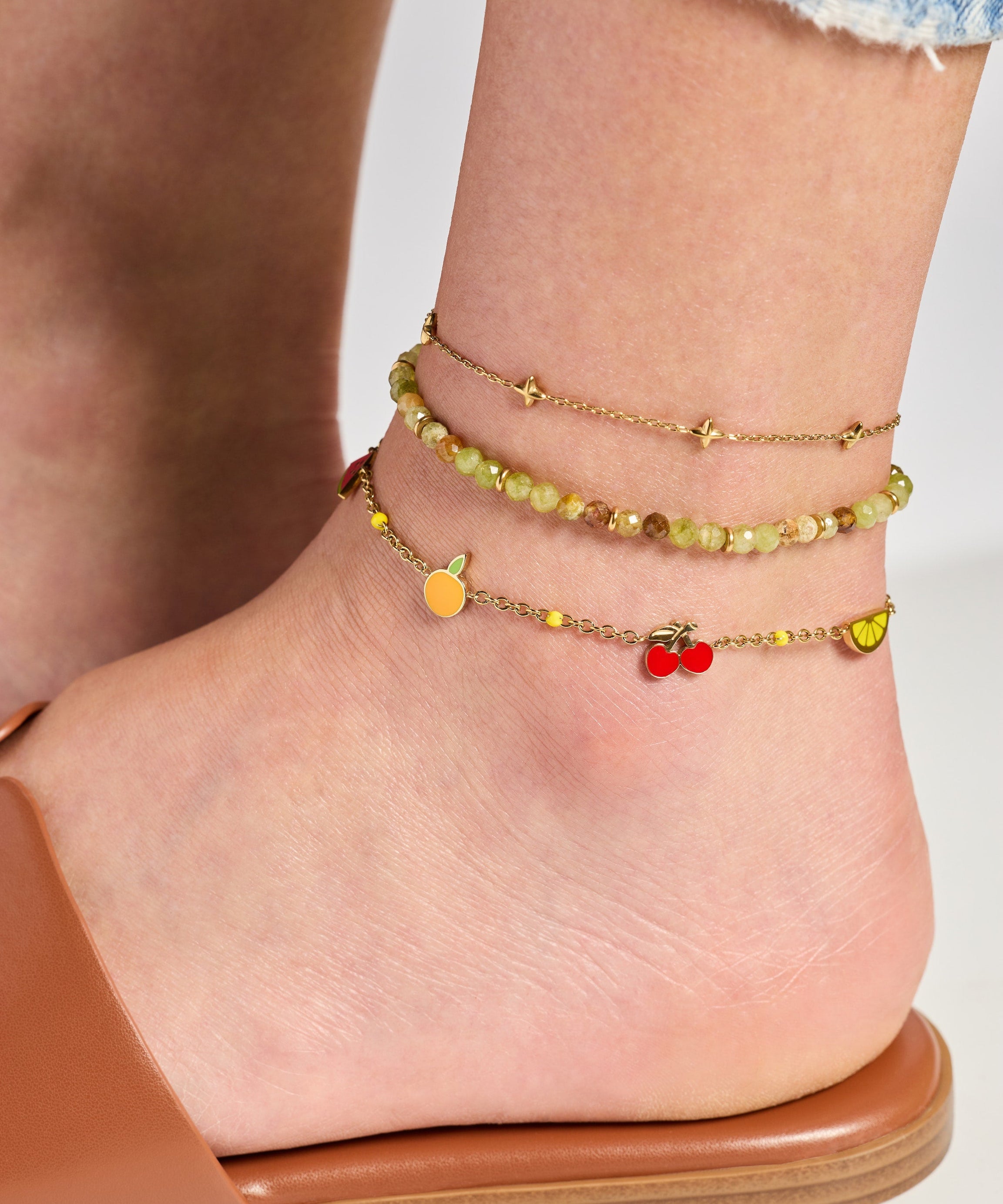 Green Ombre Semi-Precious Beaded Anklet