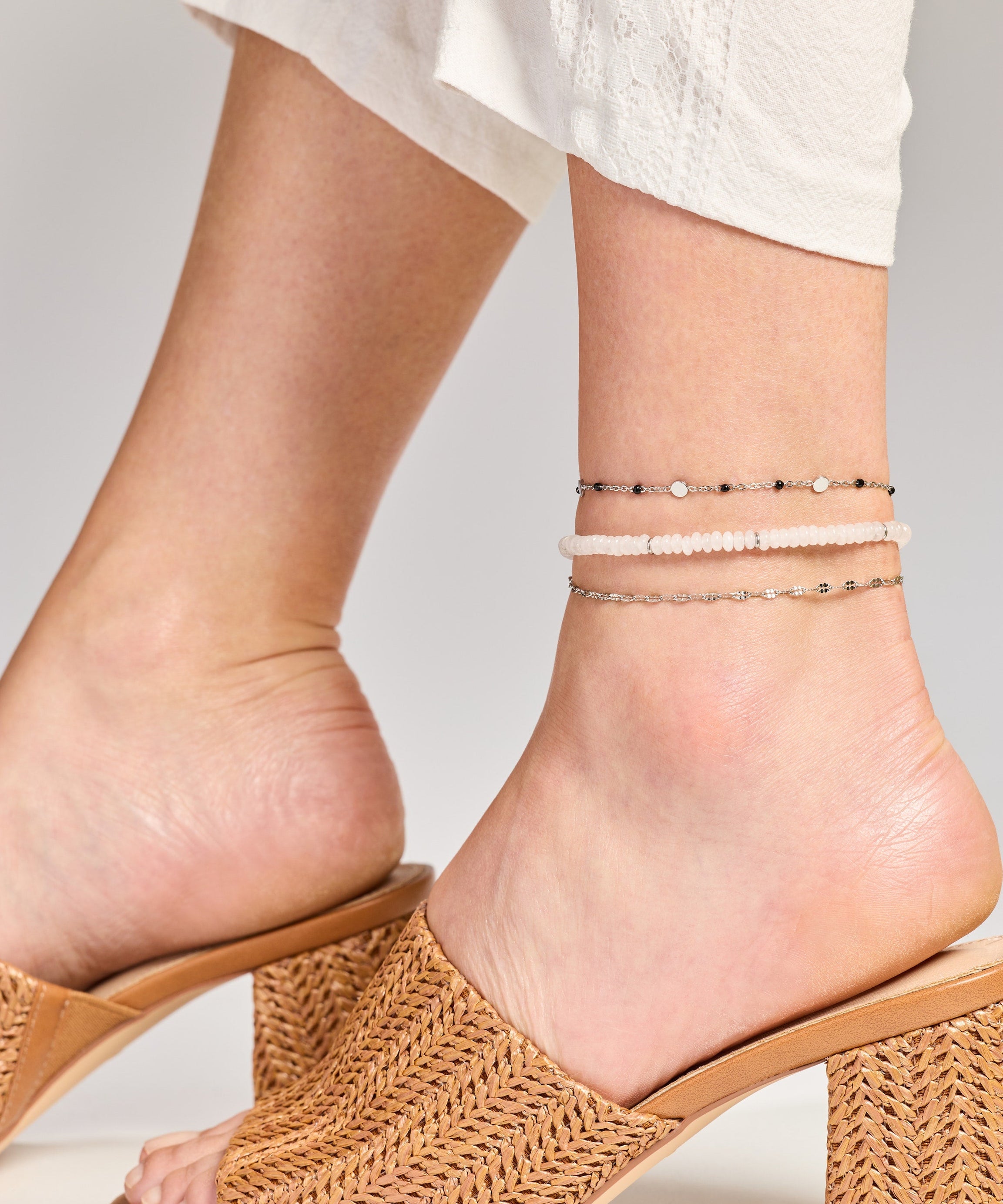 Black Enameled Chain Coin Station Anklet