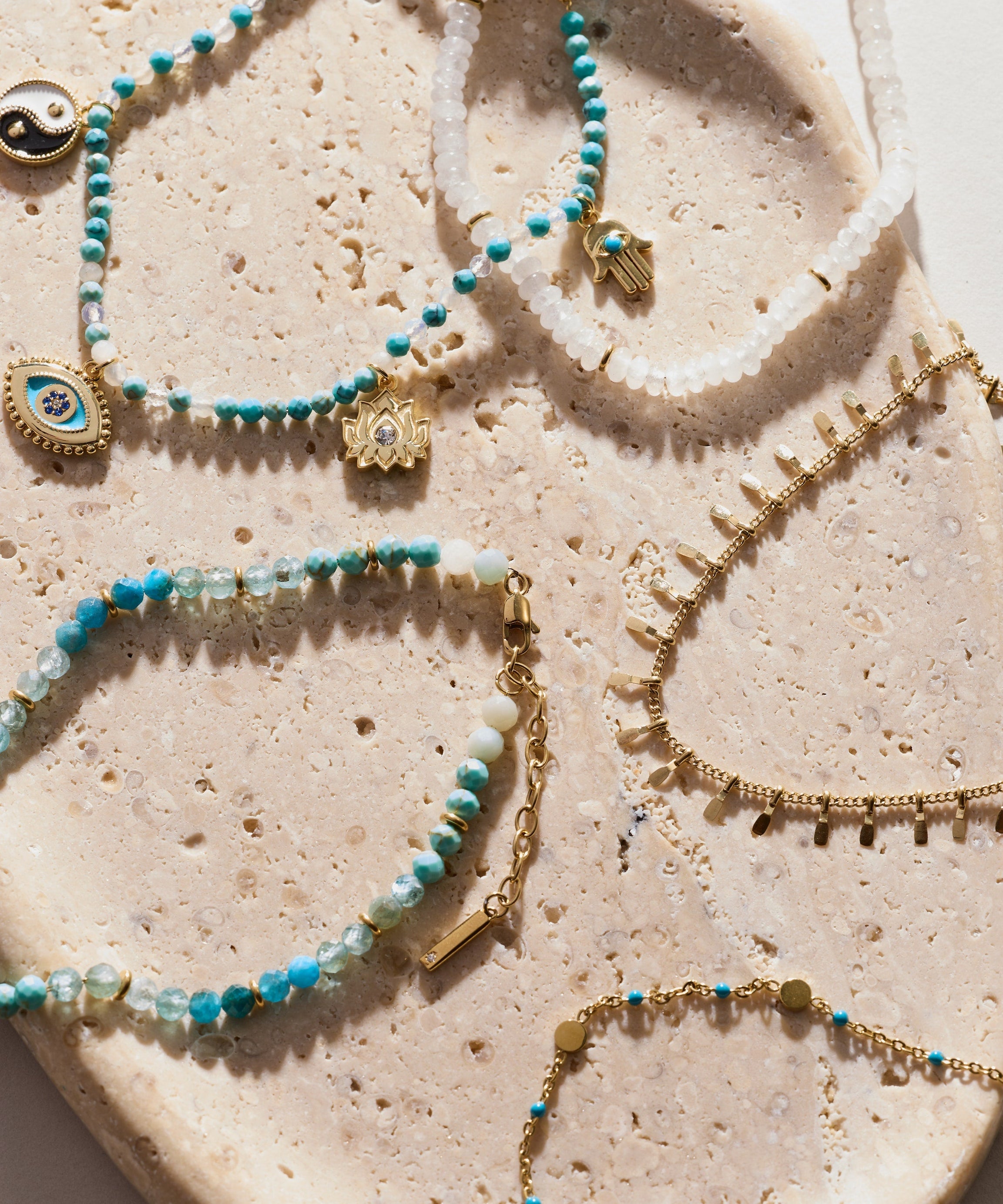 Turquoise Enameled Chain Coin Station Anklet