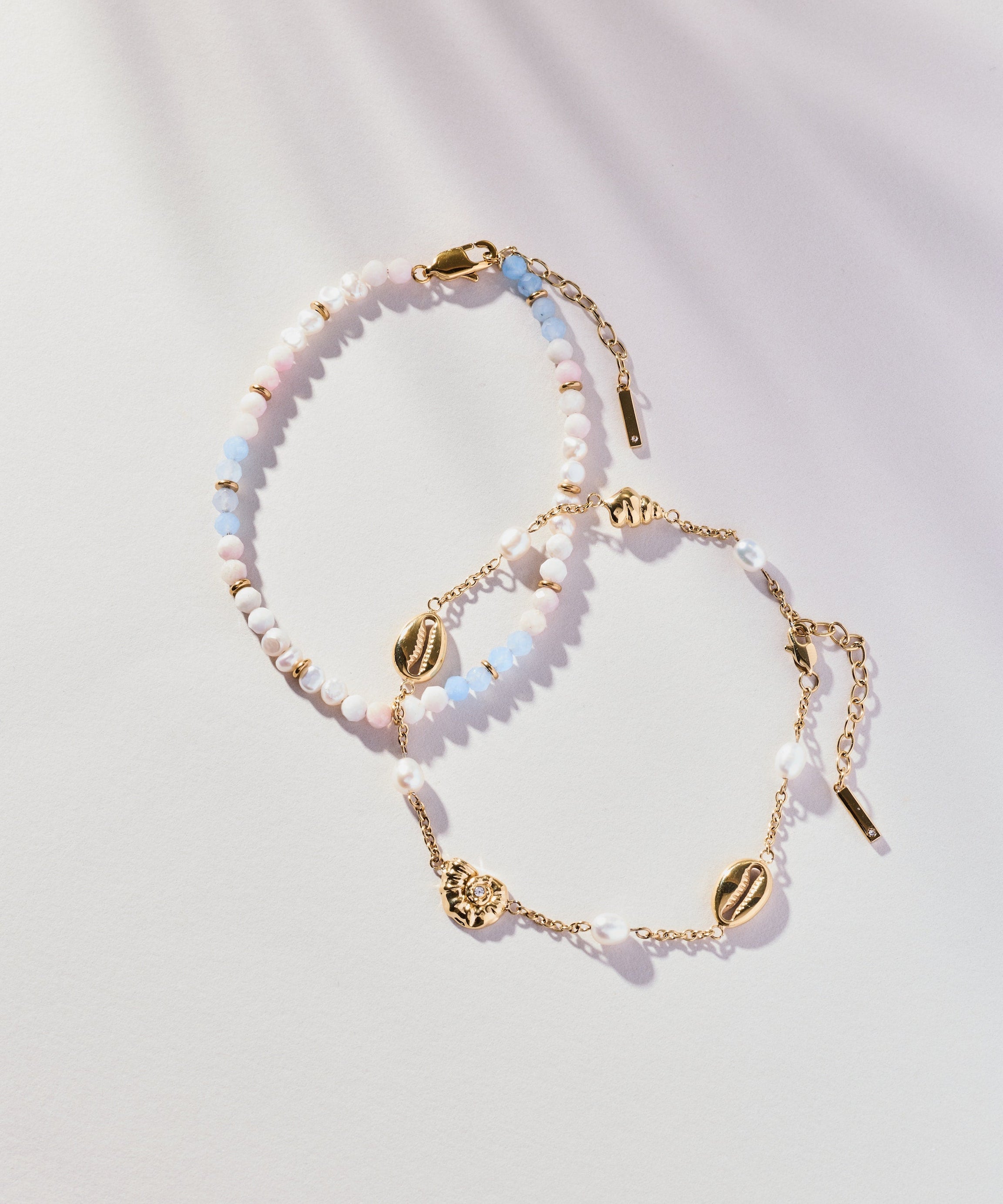 Seashell & Pearl Inline Charm Anklet