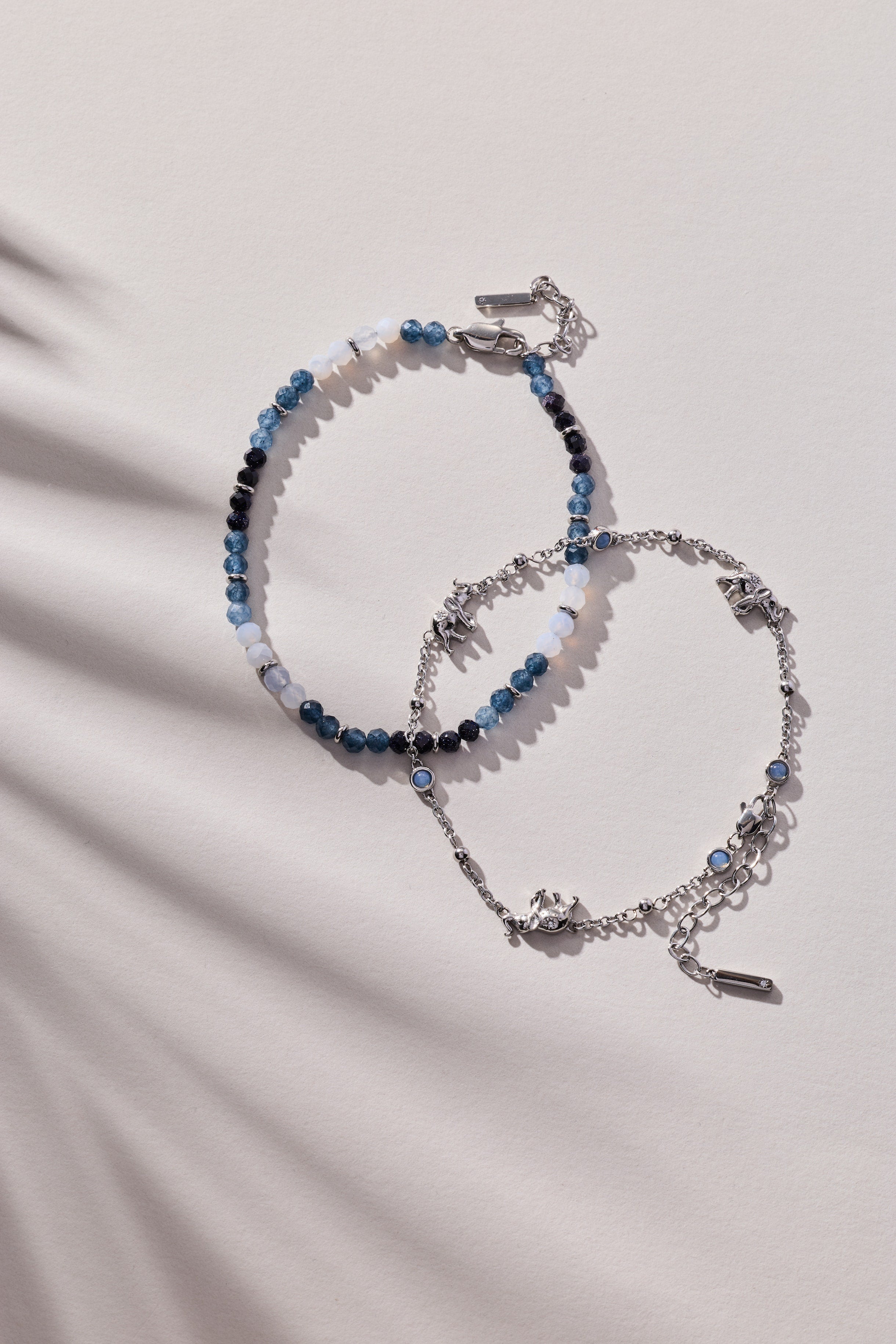 Blue Ombre Semi-Precious Beaded Anklet