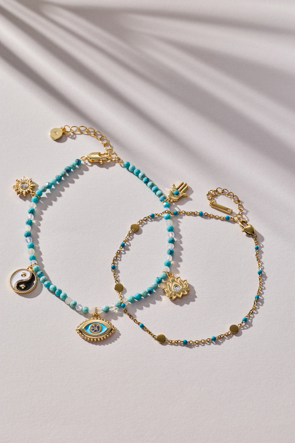 Turquoise Enameled Chain Coin Station Anklet