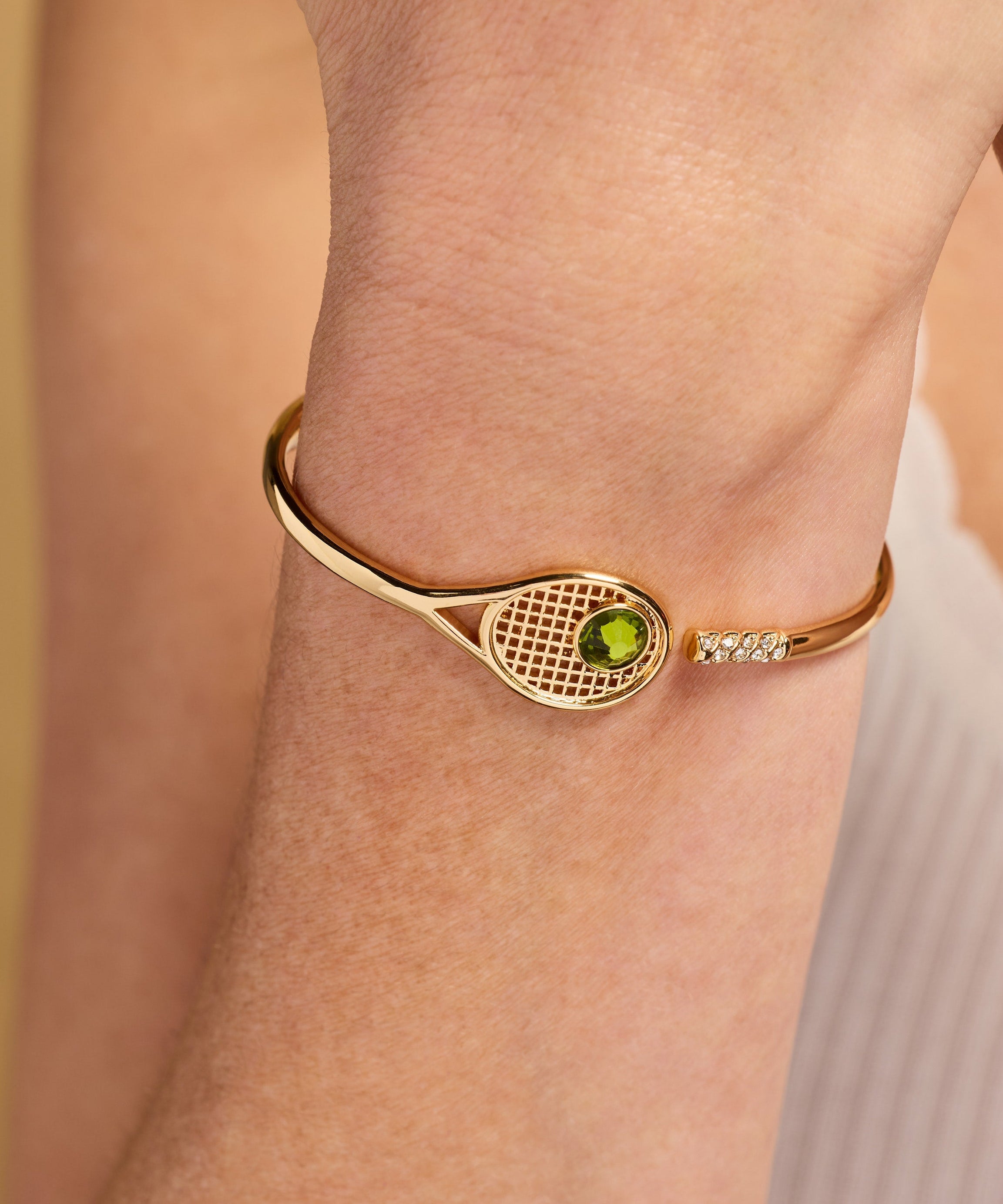 Tennis Racket 'You Are Serving' Hinge Cuff Bracelet