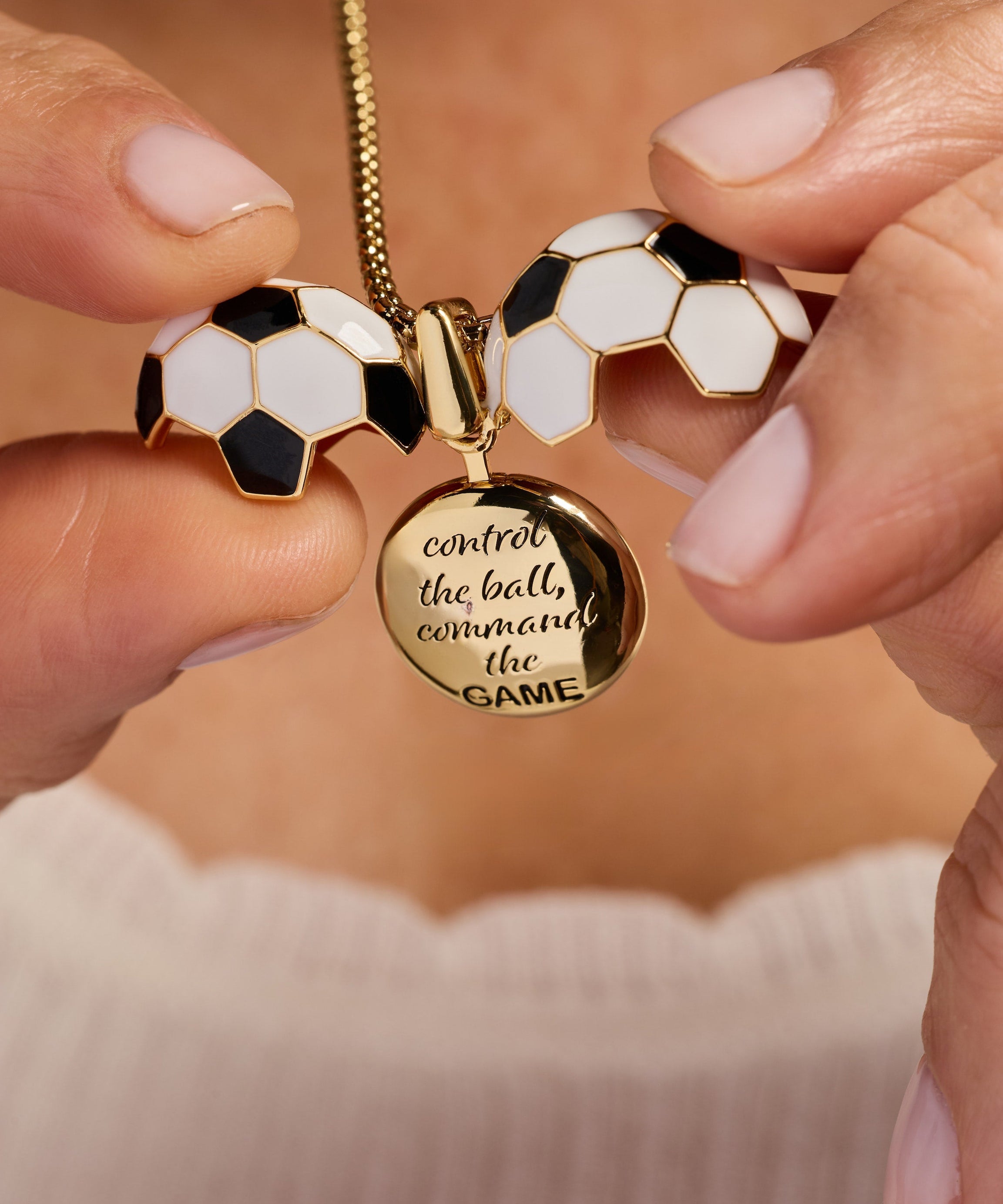 Soccer Ball "Control The Ball, Command The Game" Locket Necklace