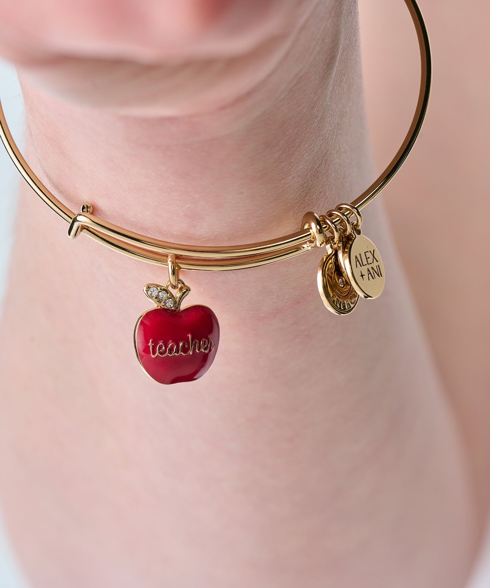 Teacher 'Grow, Inspire, Love' Apple Charm Bangle