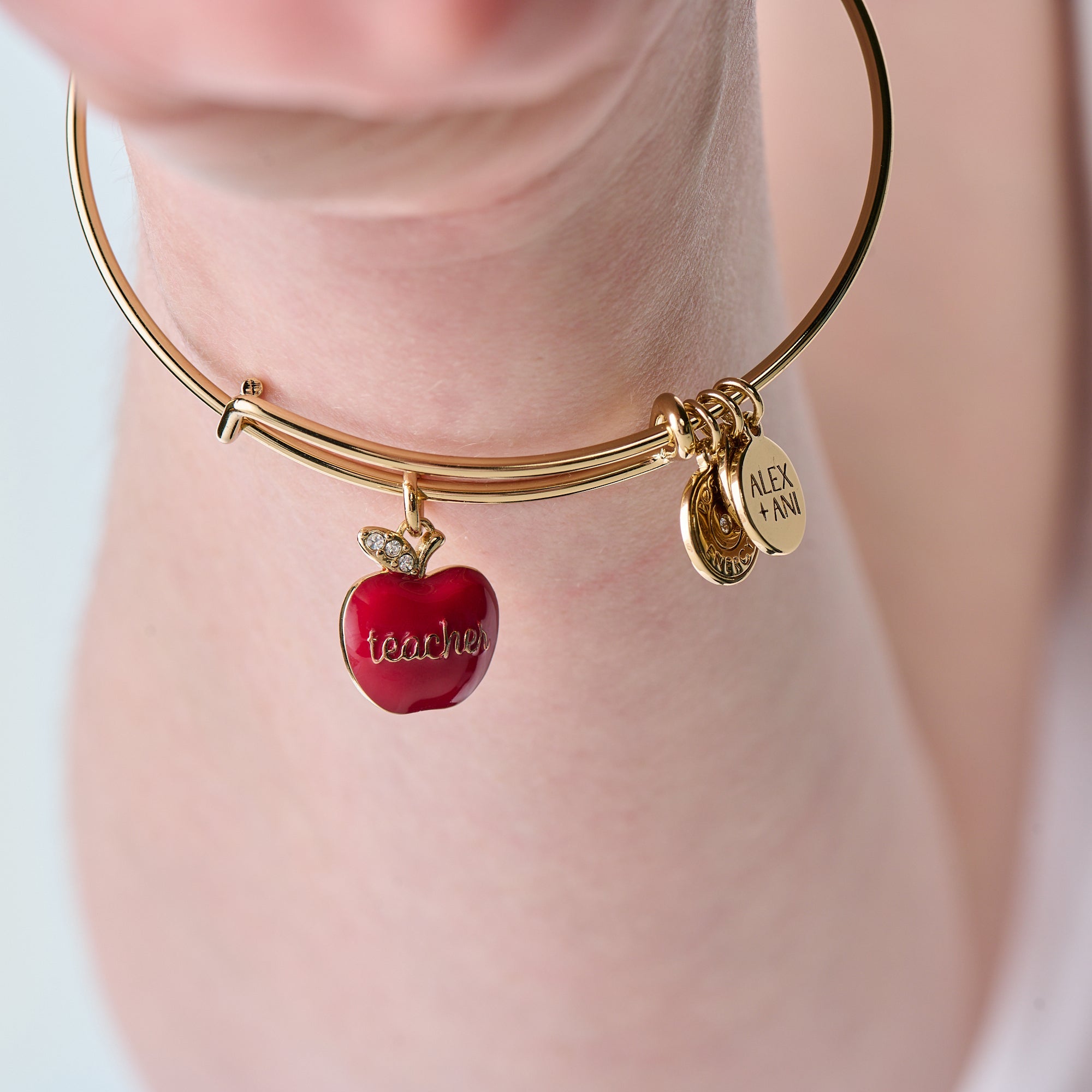 Teacher 'Grow, Inspire, Love' Apple Charm Bangle