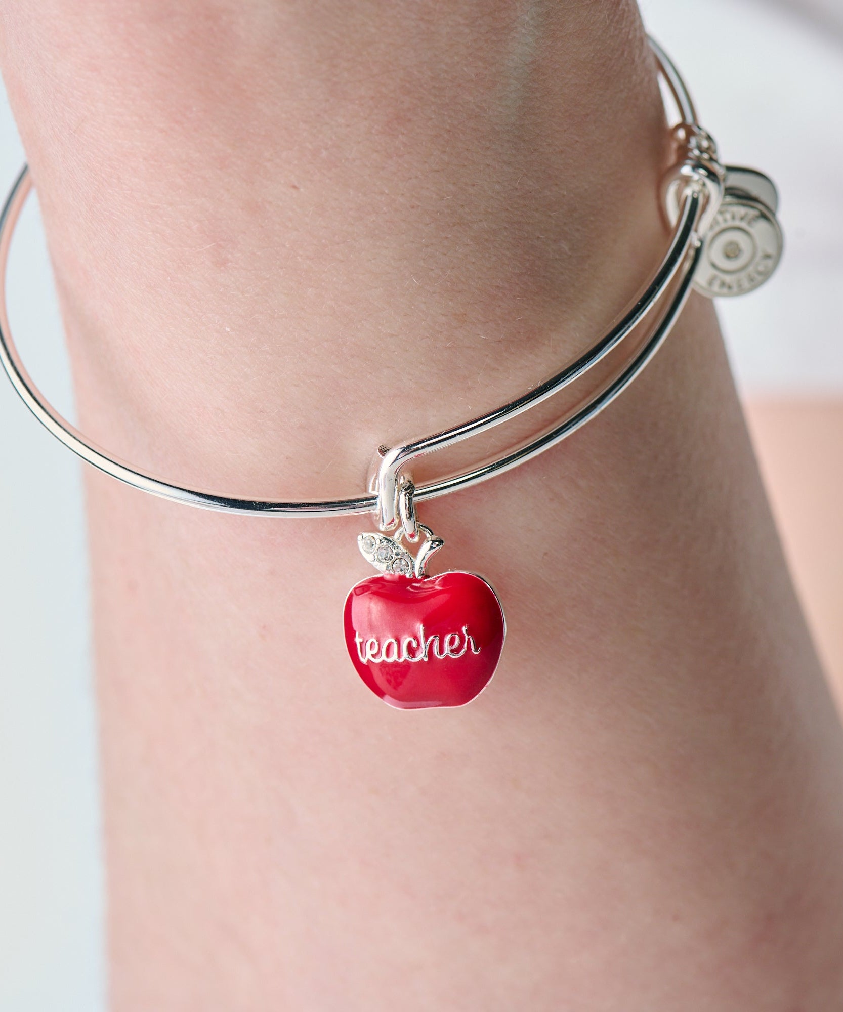 Teacher 'Grow, Inspire, Love' Apple Charm Bangle