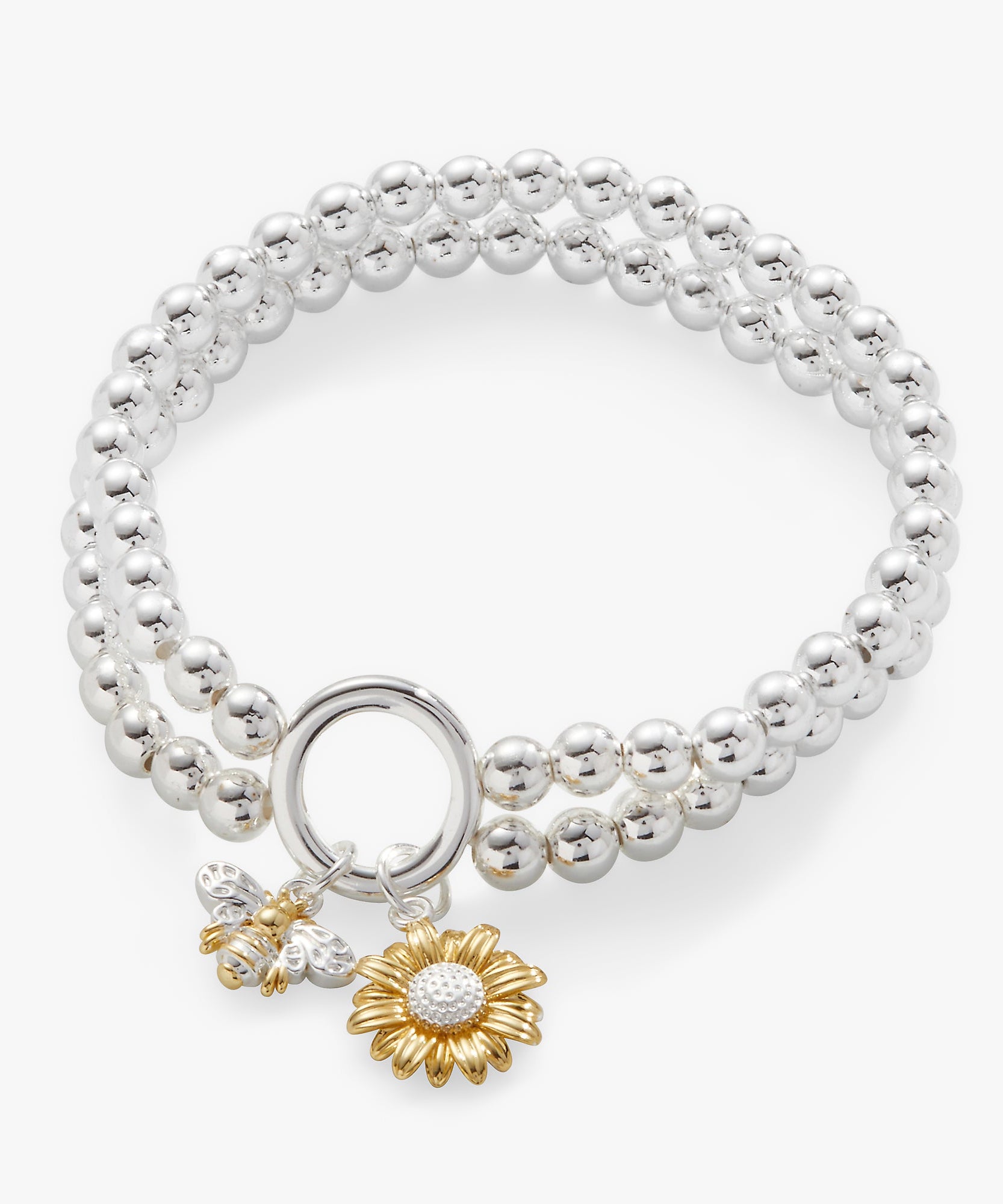 Sunflower + Bee Double Stretch Bracelet