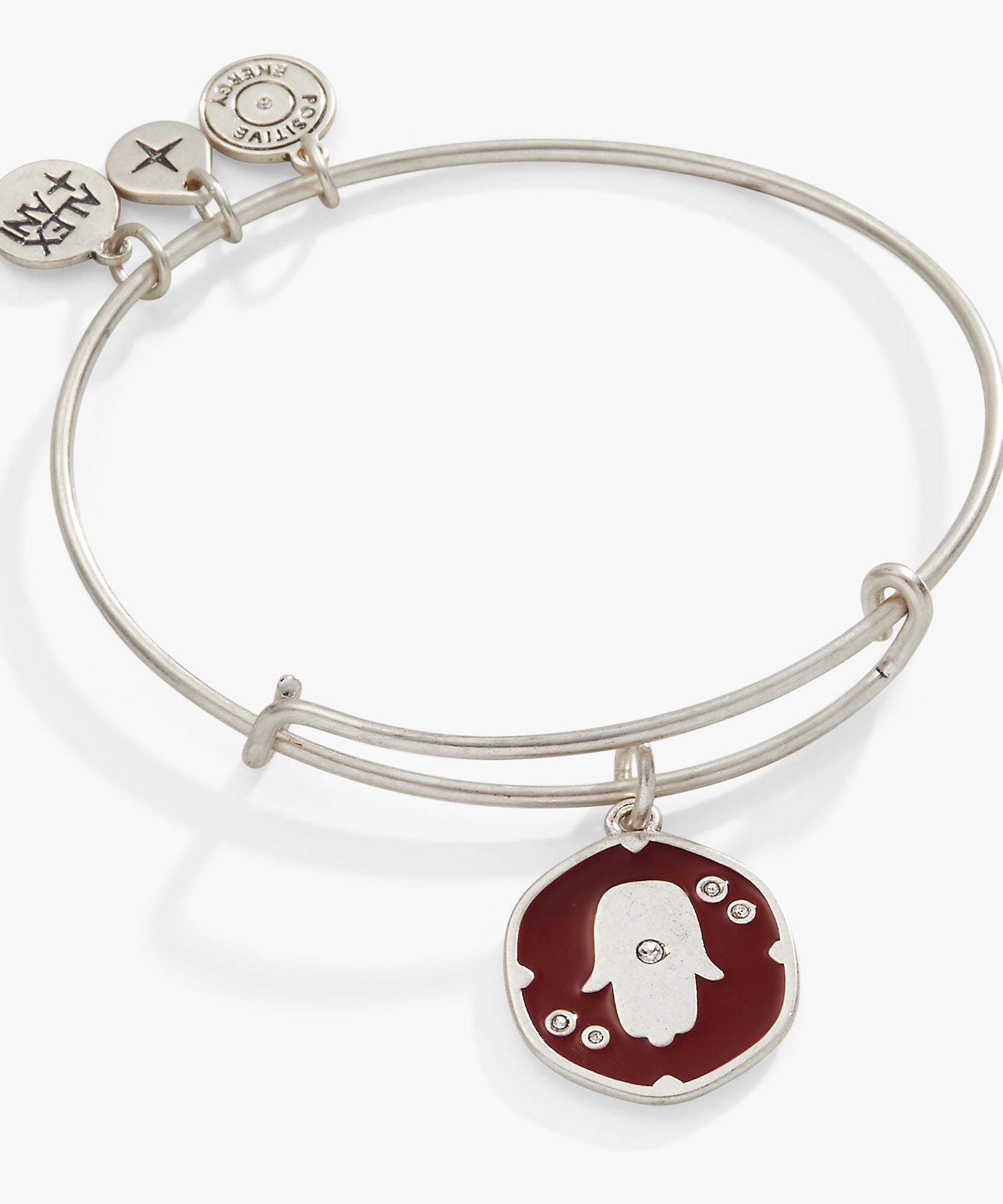 Glass Crystal Hamsa Charm Bangle
