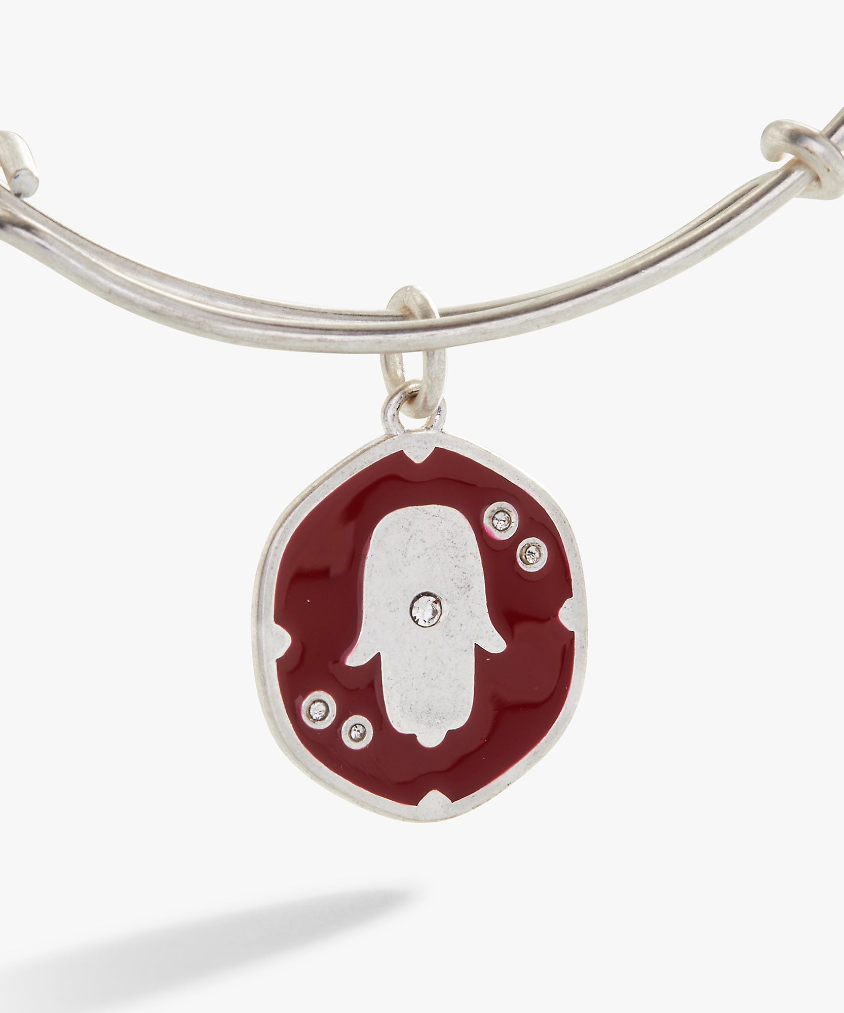 Glass Crystal Hamsa Charm Bangle