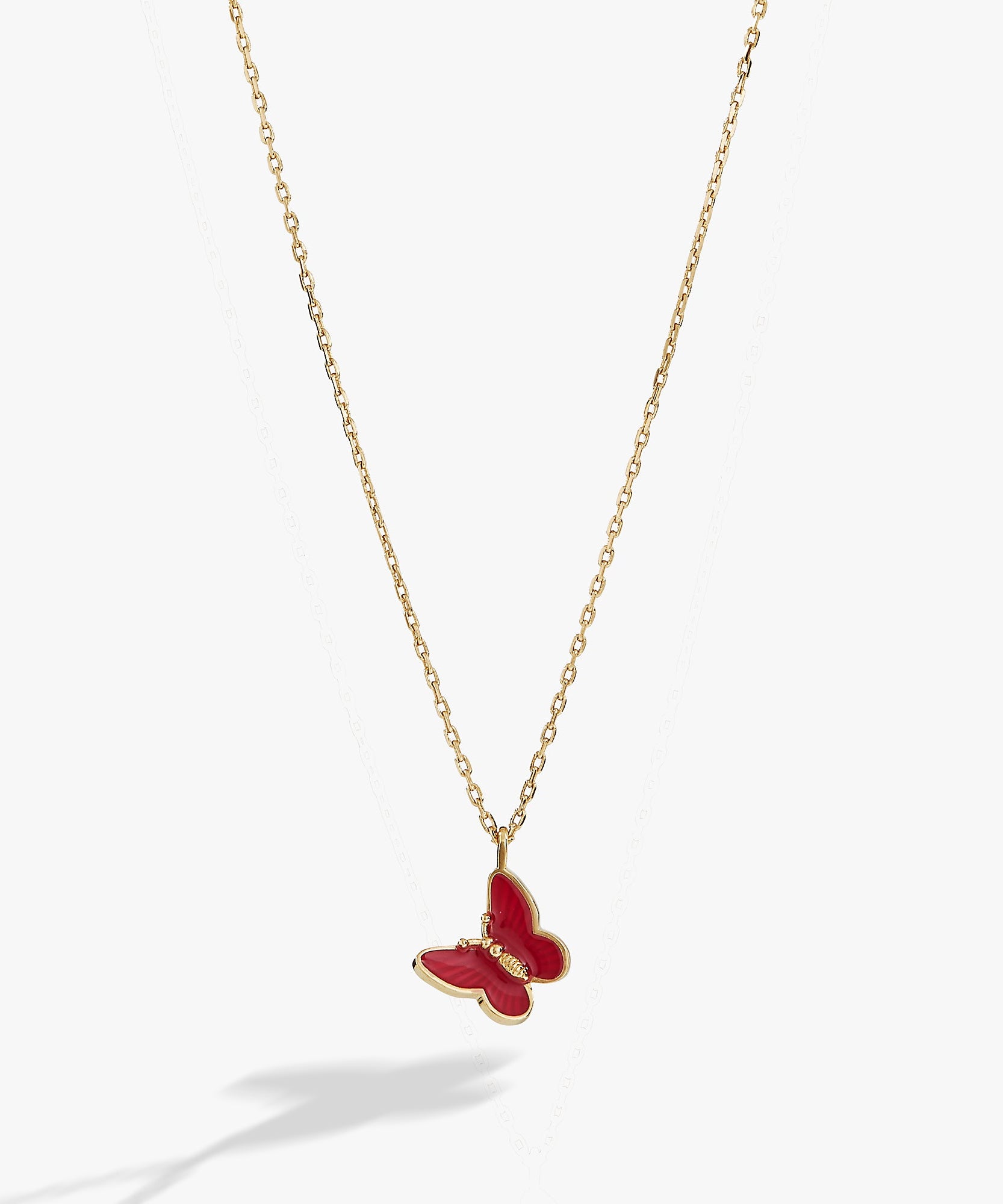 Pink Enamel Butterfly Necklace