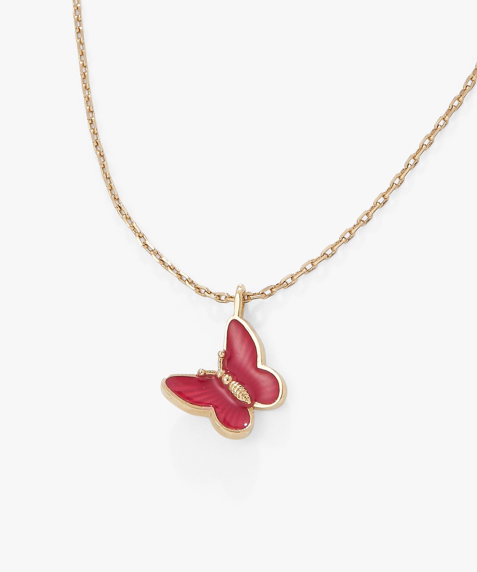 Pink Enamel Butterfly Necklace