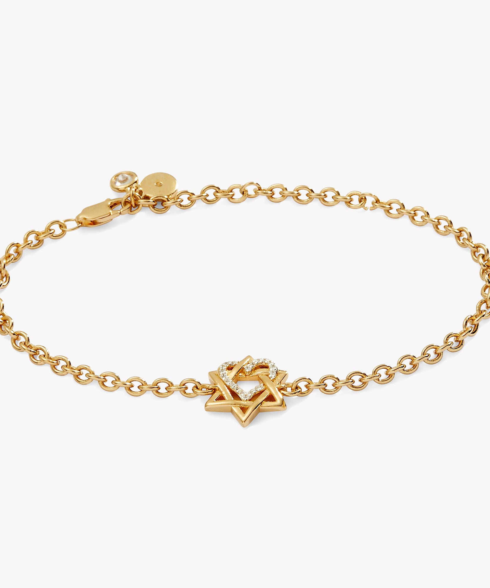 Star of David Heart Bracelet, 14kt Gold Plated