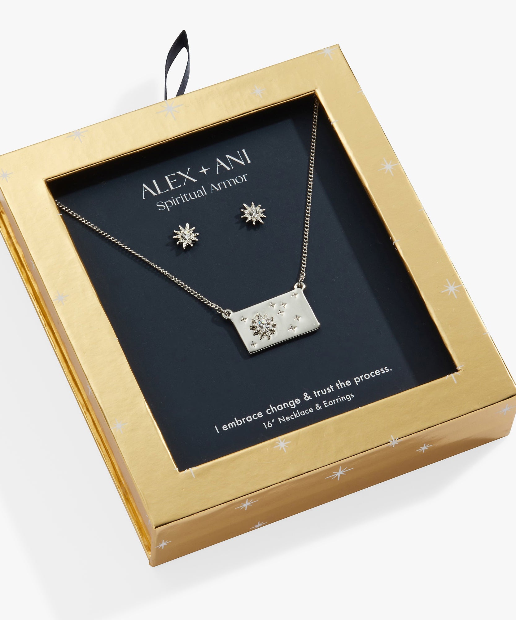 Starburst Charm Necklace and Stud Earring Gift Set
