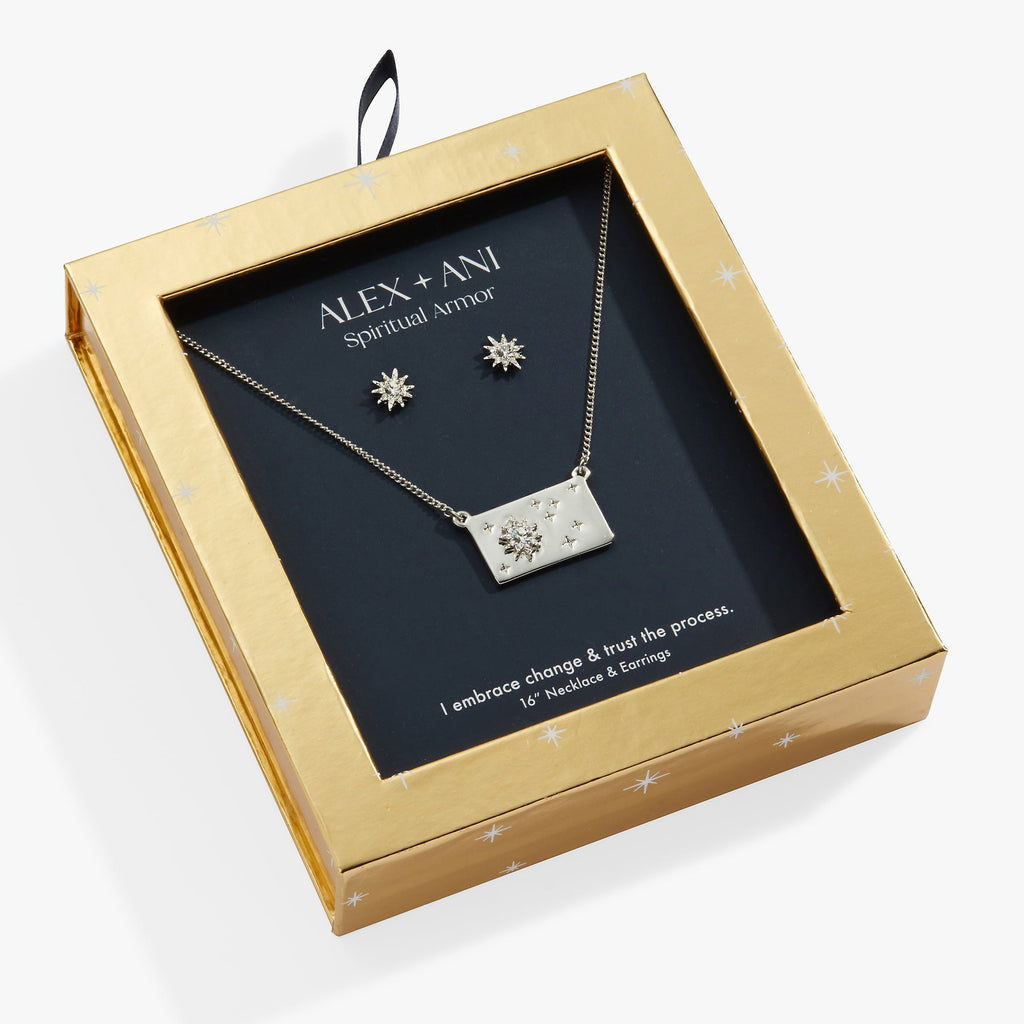 Starburst Charm Necklace and Stud Earring Gift Set