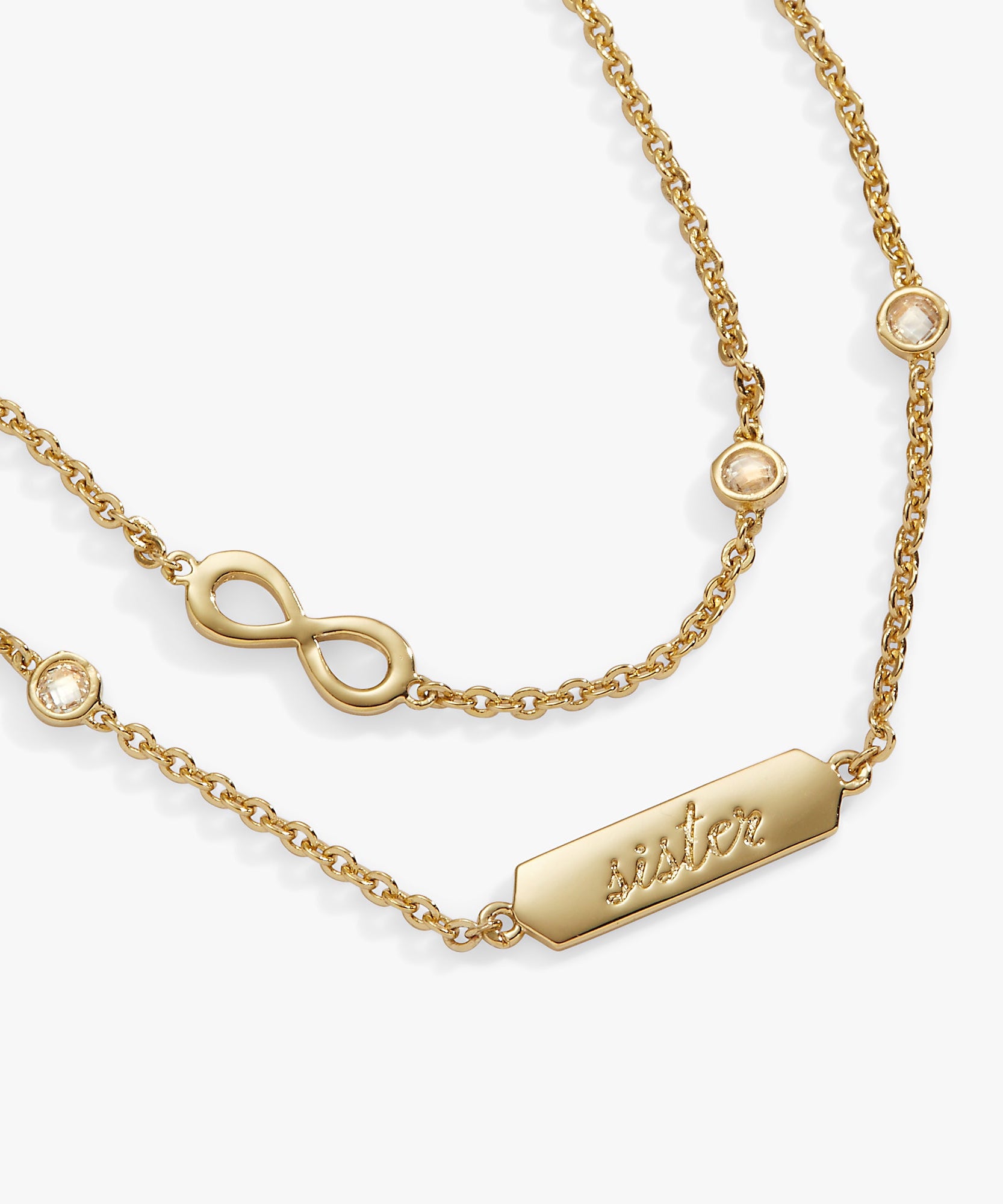 Sister Infinity Chain Double Strand Bracelet