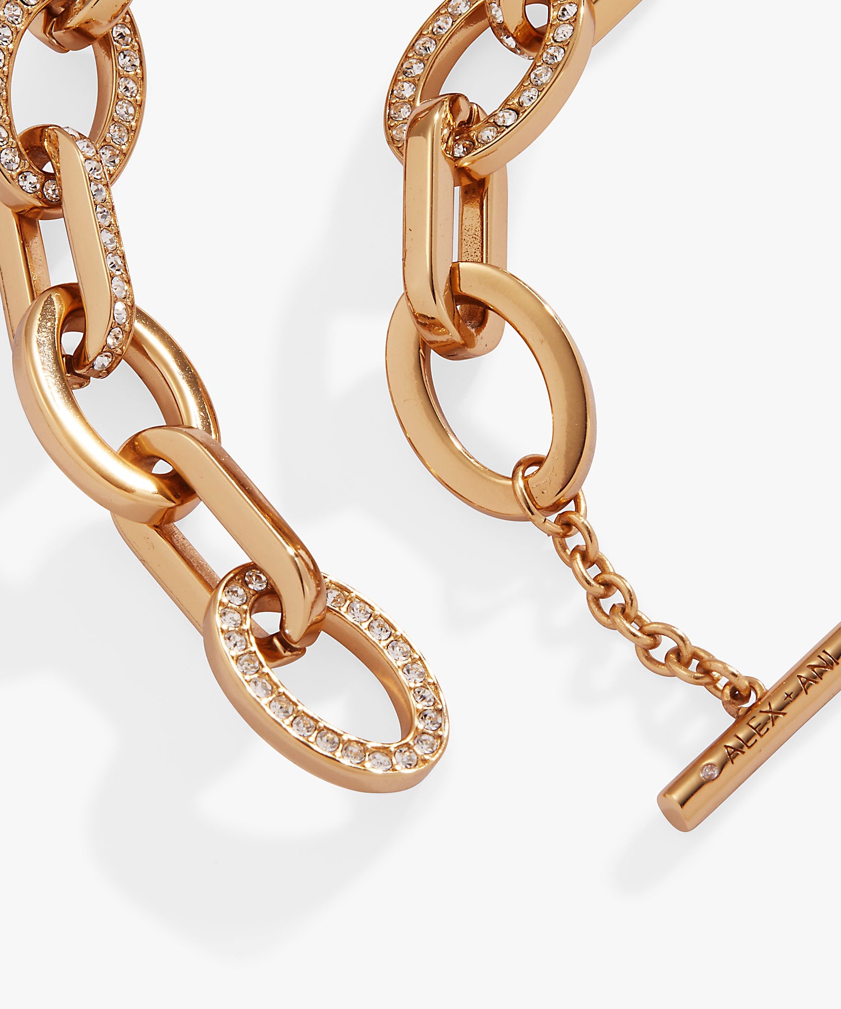 Oval Link Crystal Chain Toggle Bracelet
