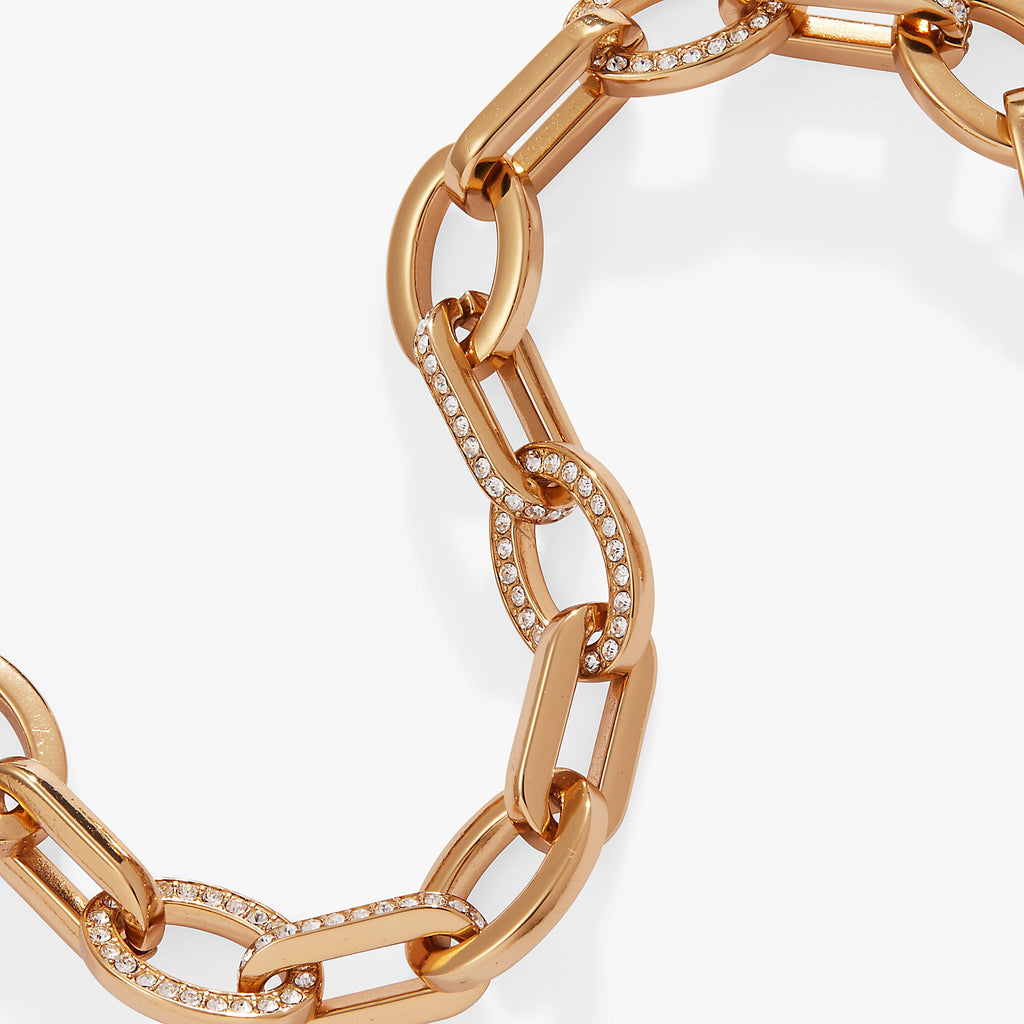 Oval Link Crystal Chain Toggle Bracelet