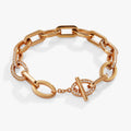Oval Link Crystal Chain Toggle Bracelet