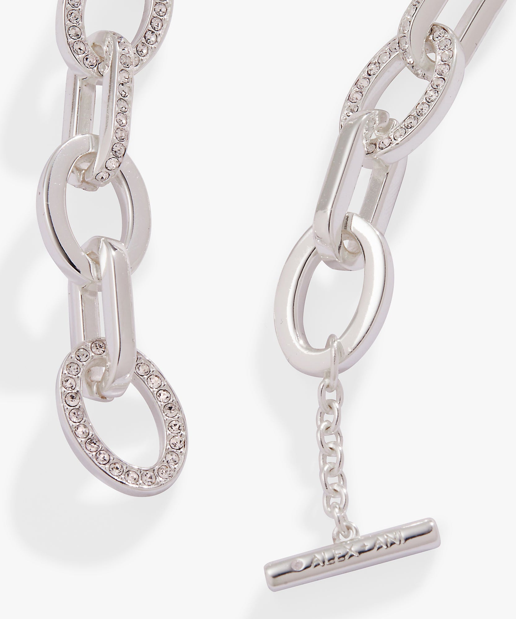 Oval Link Crystal Chain Toggle Bracelet