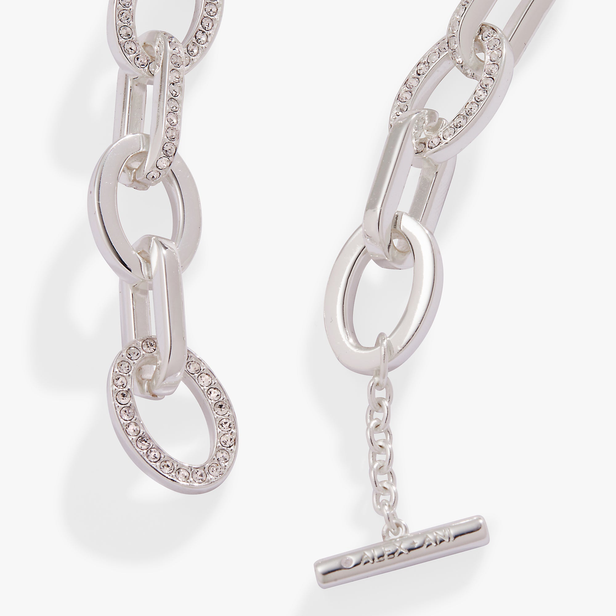 Oval Link Crystal Chain Toggle Bracelet