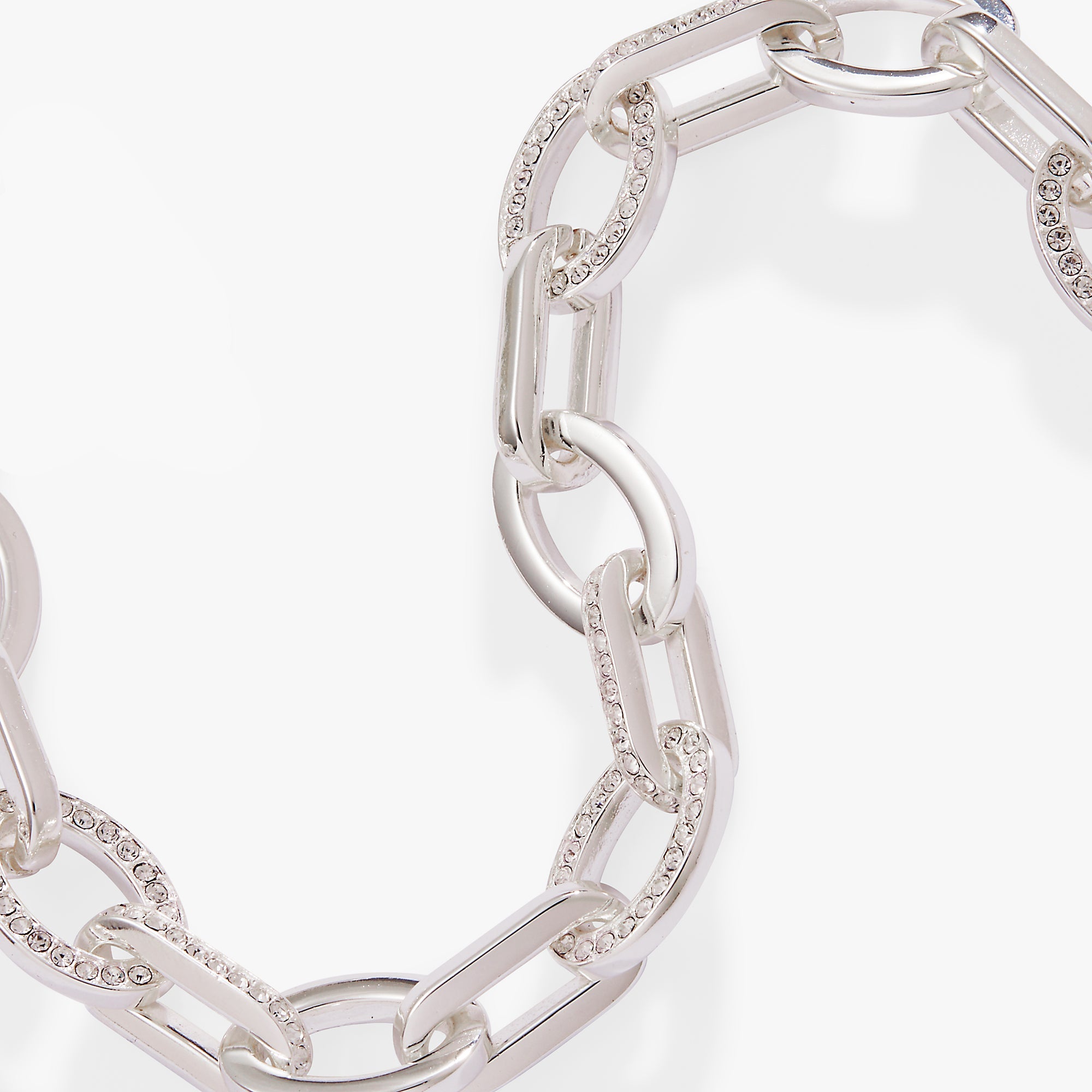 Oval Link Crystal Chain Toggle Bracelet