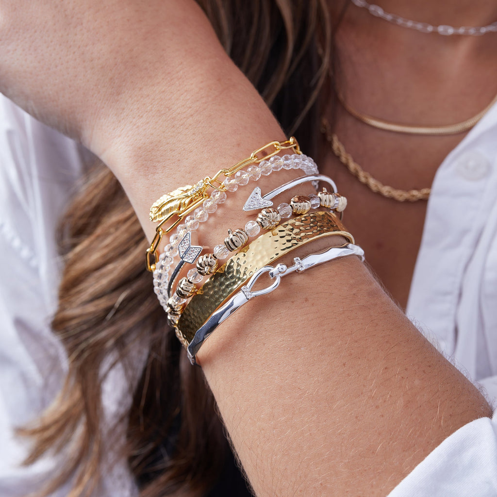 Pumpkin + Crystal Beaded Bangle