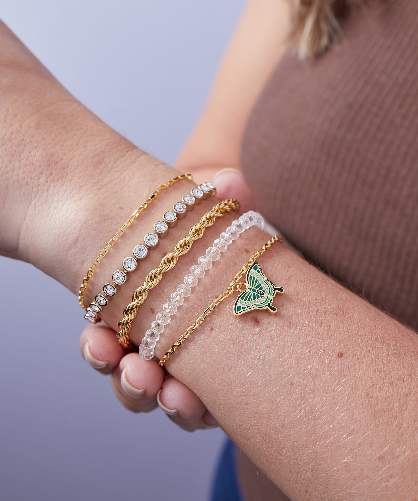 Emerald Swallowtail Butterfly Charm Bracelet