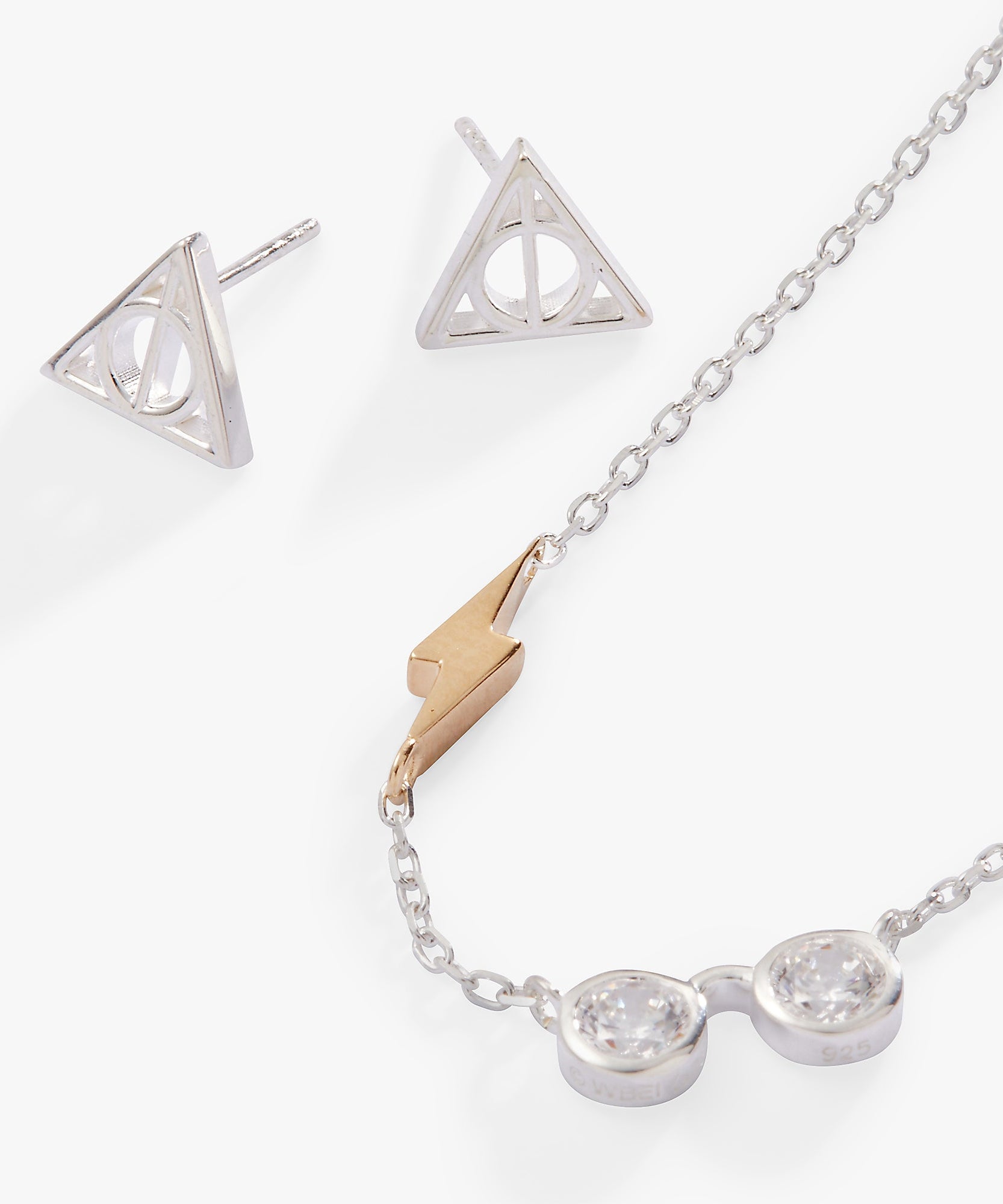 Harry Potter™ Glasses and Deathly Hallows Necklace and Earring Set, Sterling Silver