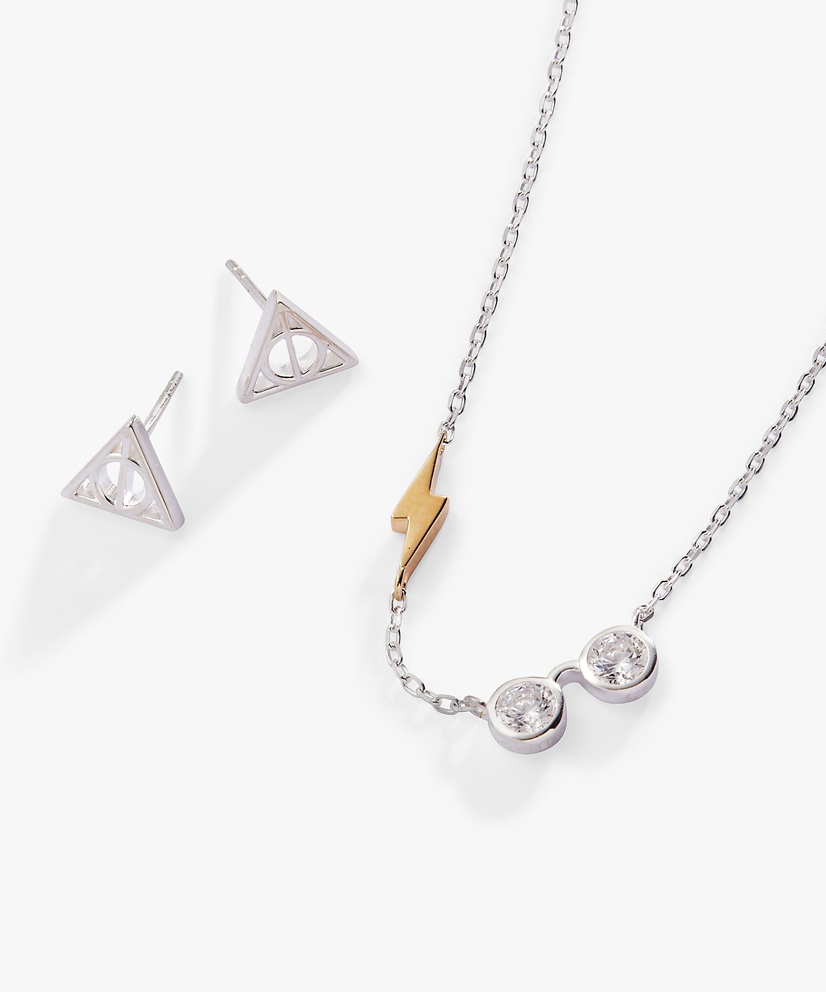 Harry Potter™ Glasses and Deathly Hallows Necklace and Earring Set, Sterling Silver