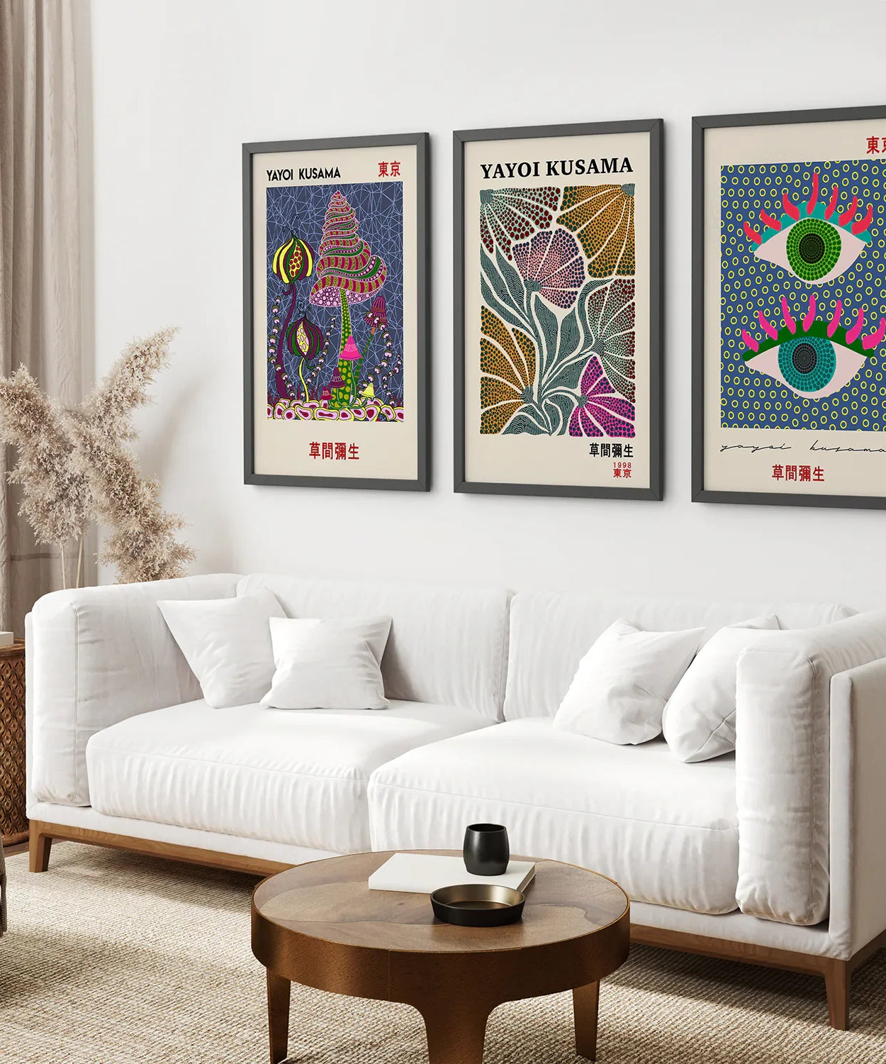 Buntes Yayoi Kusama Poster-Set, 3er-Pack, Museumskunst