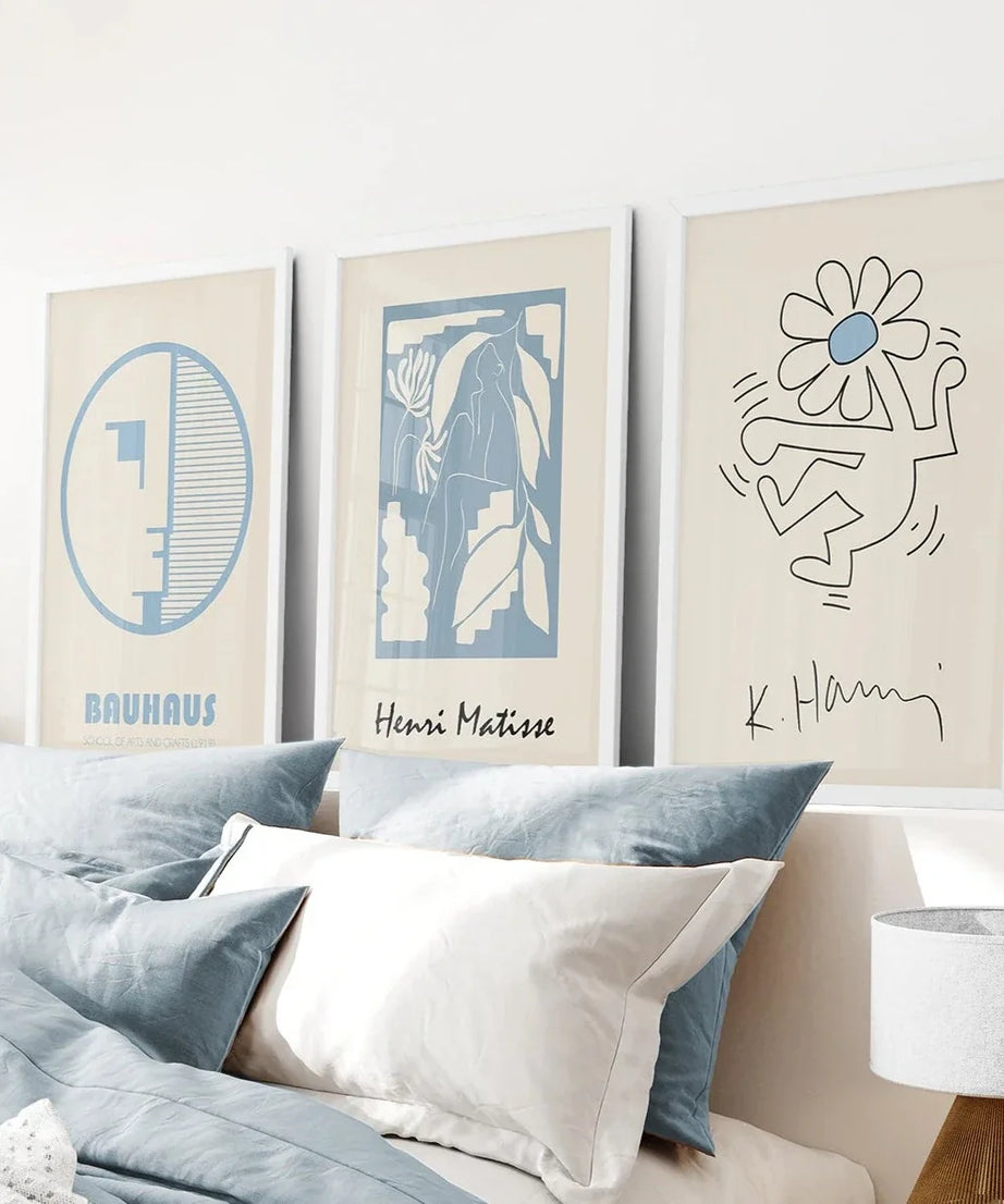 3er Set Bauhaus & Matisse Drucke. Tanzende Blume, Abstrakt