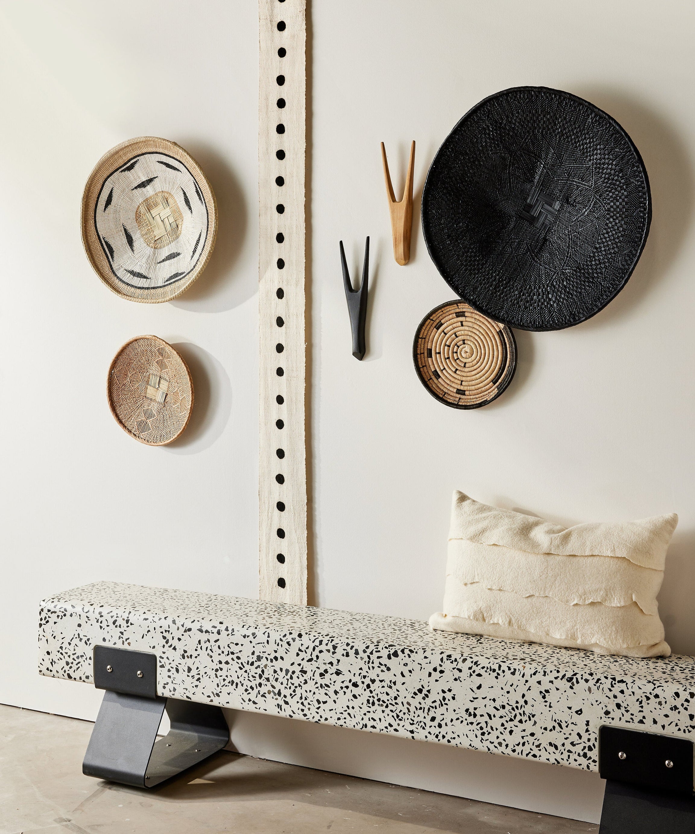 Hand-Painted Black Binga Flat Basket