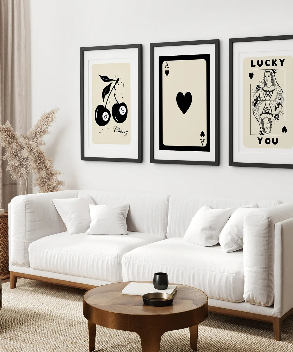 Beige Queen of Hearts Retro-Wandkunstposter