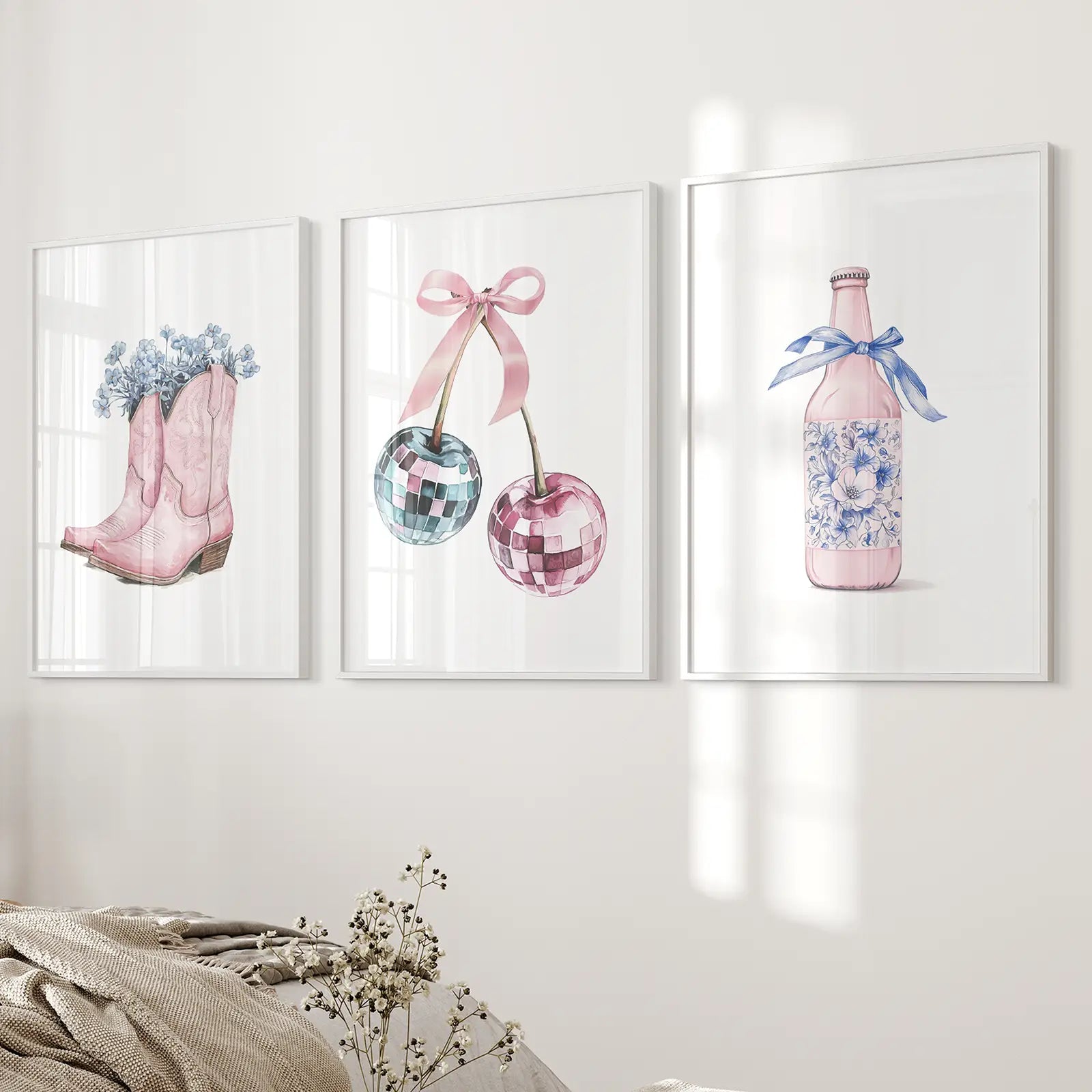 Kirschen Discokugel Preppy Rosa Wandkunstdrucke