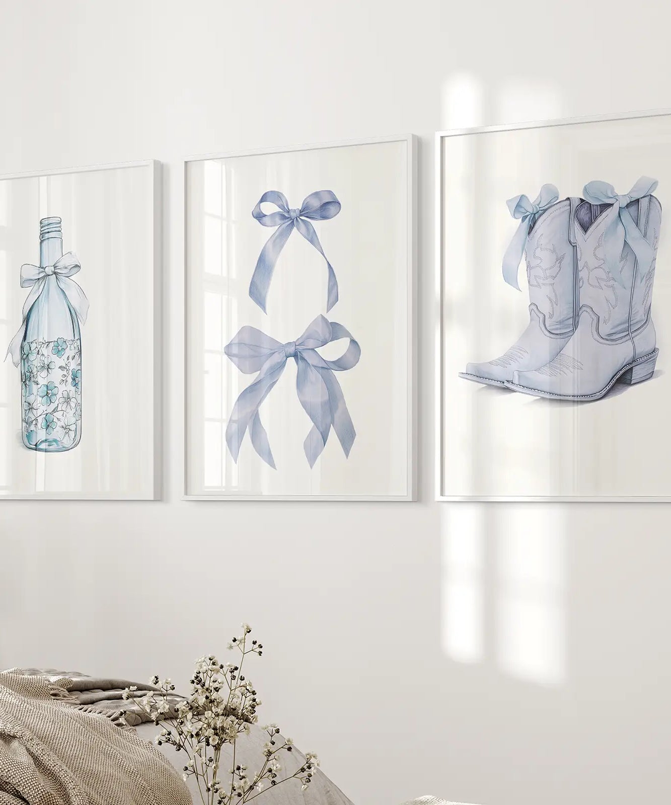 Preppy Aesthetic Schlafsaal-Dekoration Blaue Wandkunstdrucke