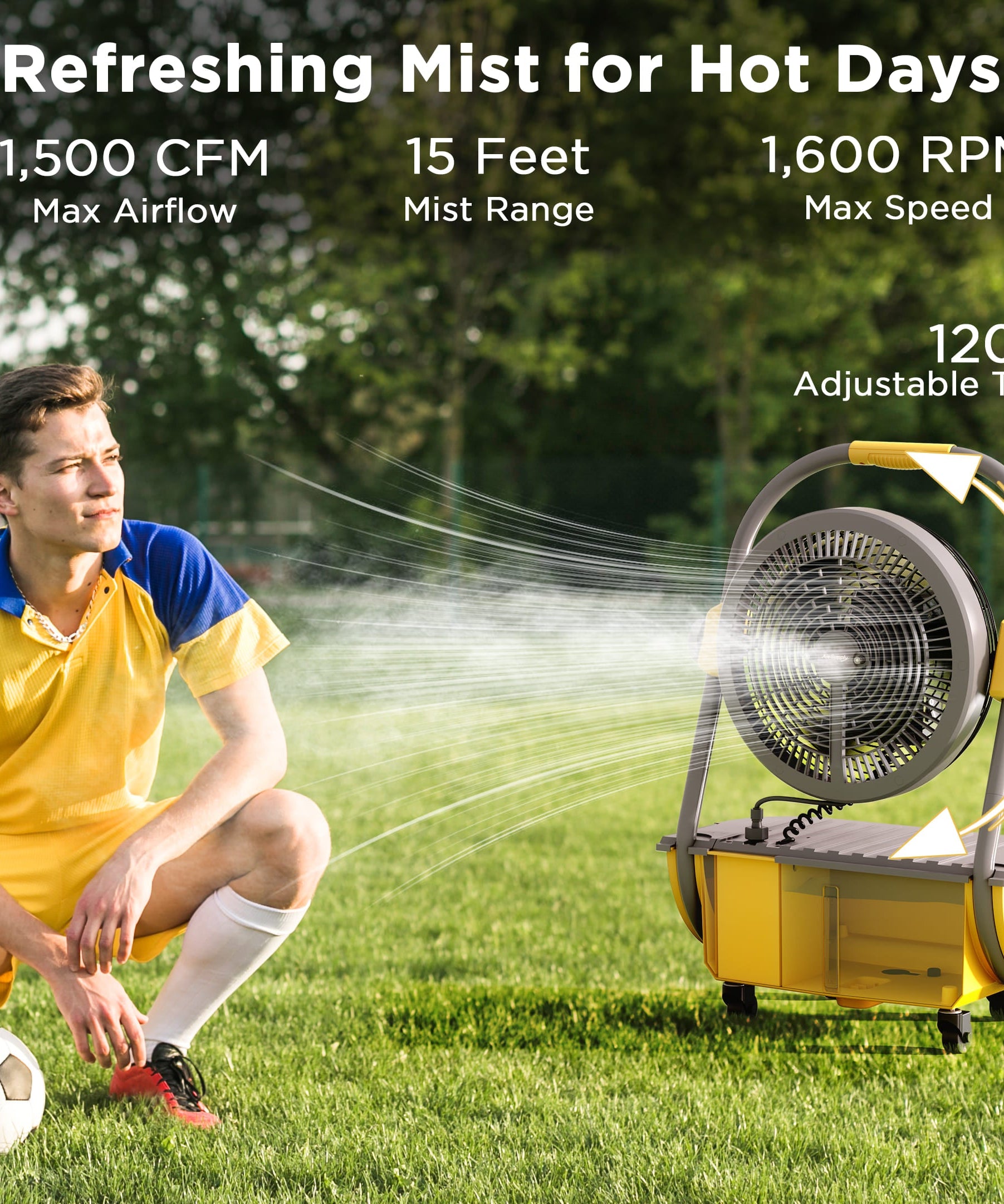 (Open Box) AirSupply MS12 Portable Mist Fan, 19,200mAh Battery & 2.9-Gallon Tank