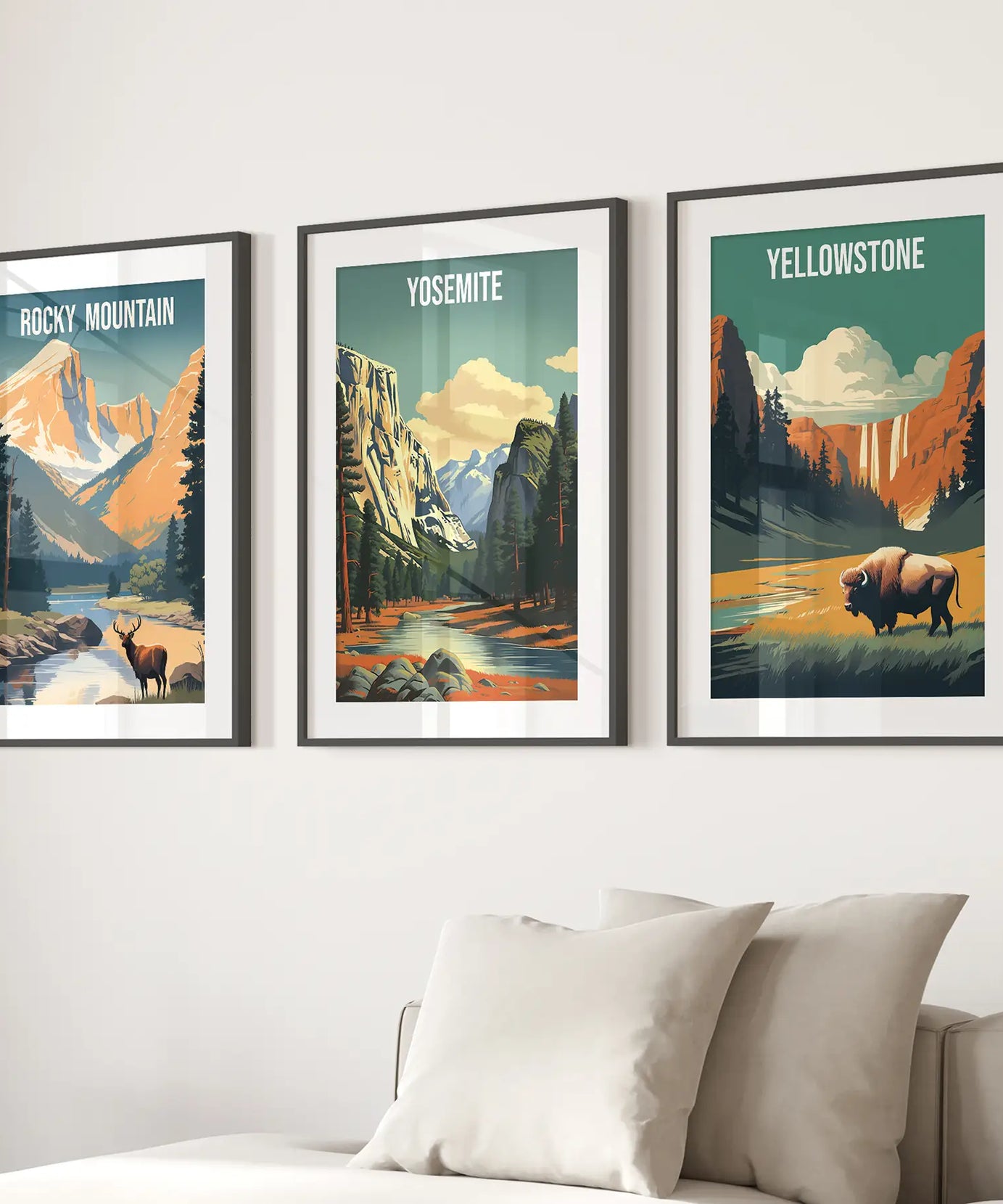 Rocky Mountain, Yosemite, Yellowstone. Nationalpark Wandkunst